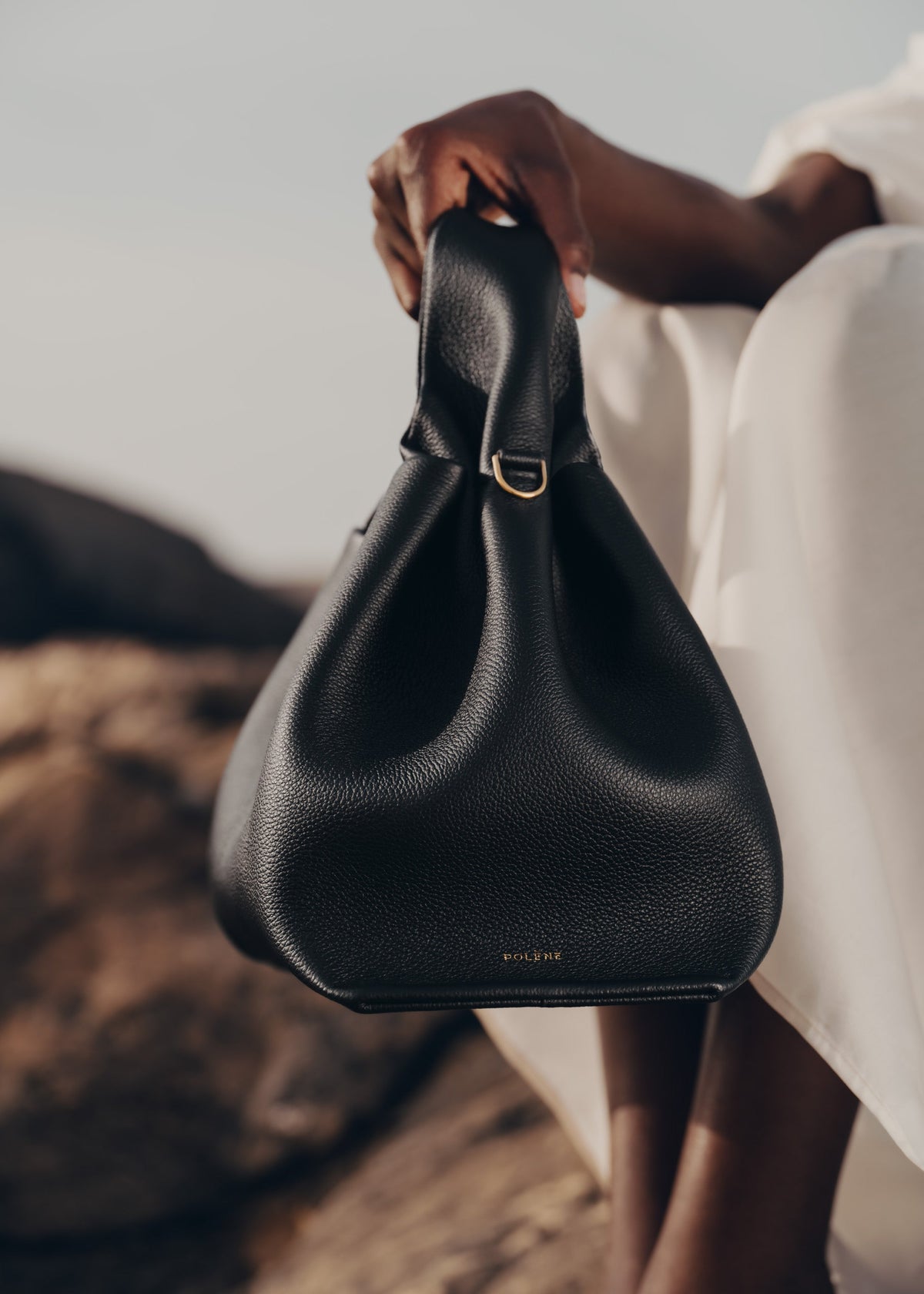 Polène Sac Numéro Neuf Noir Grainé