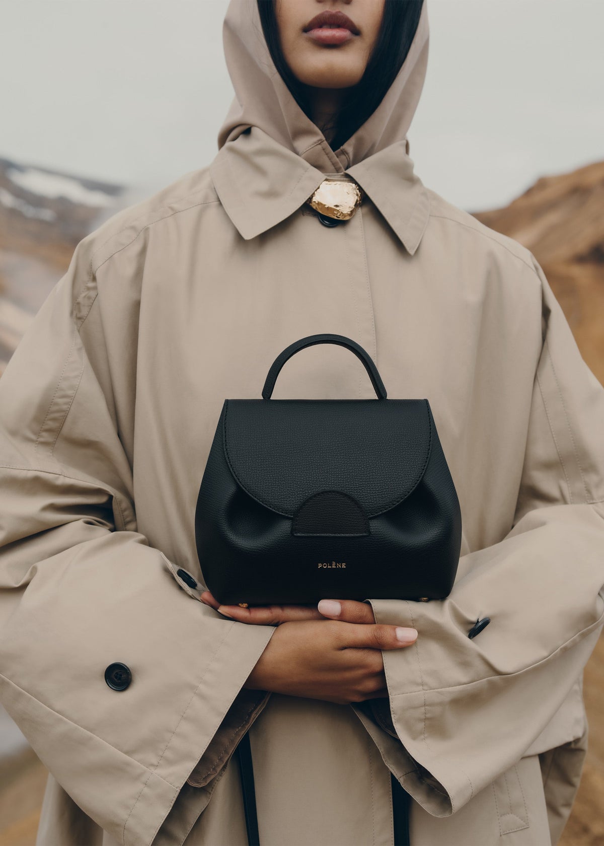 Polène Sac Numéro Un Nano Noir Grainé