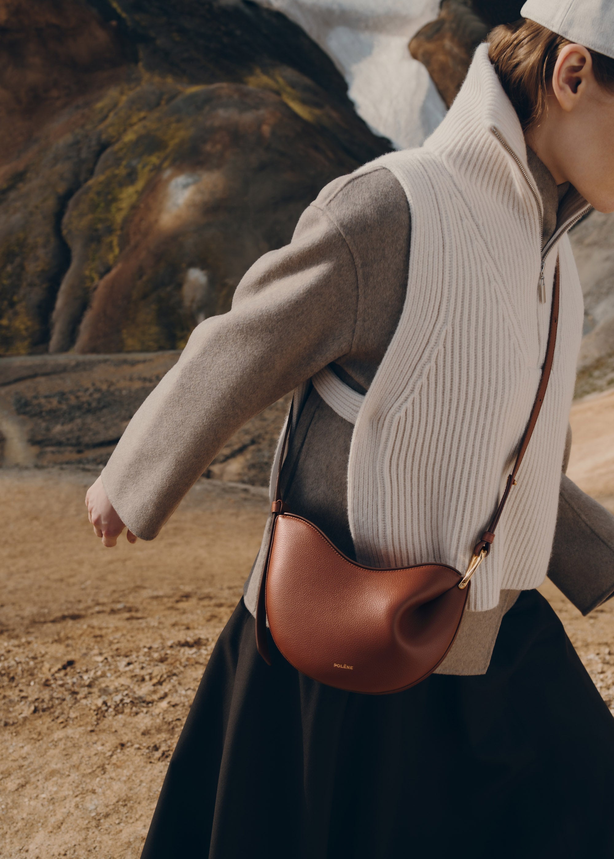 Polène Sac Tonca Cognac Grainé