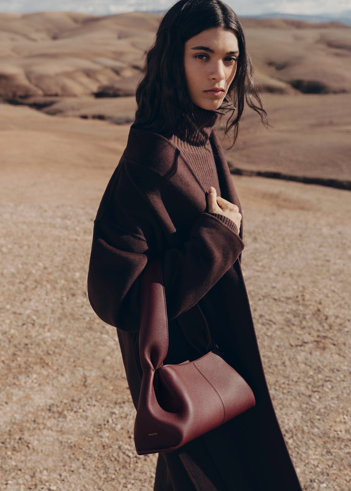 Polène Sac Numéro Neuf East West Cerise Noire Grainé