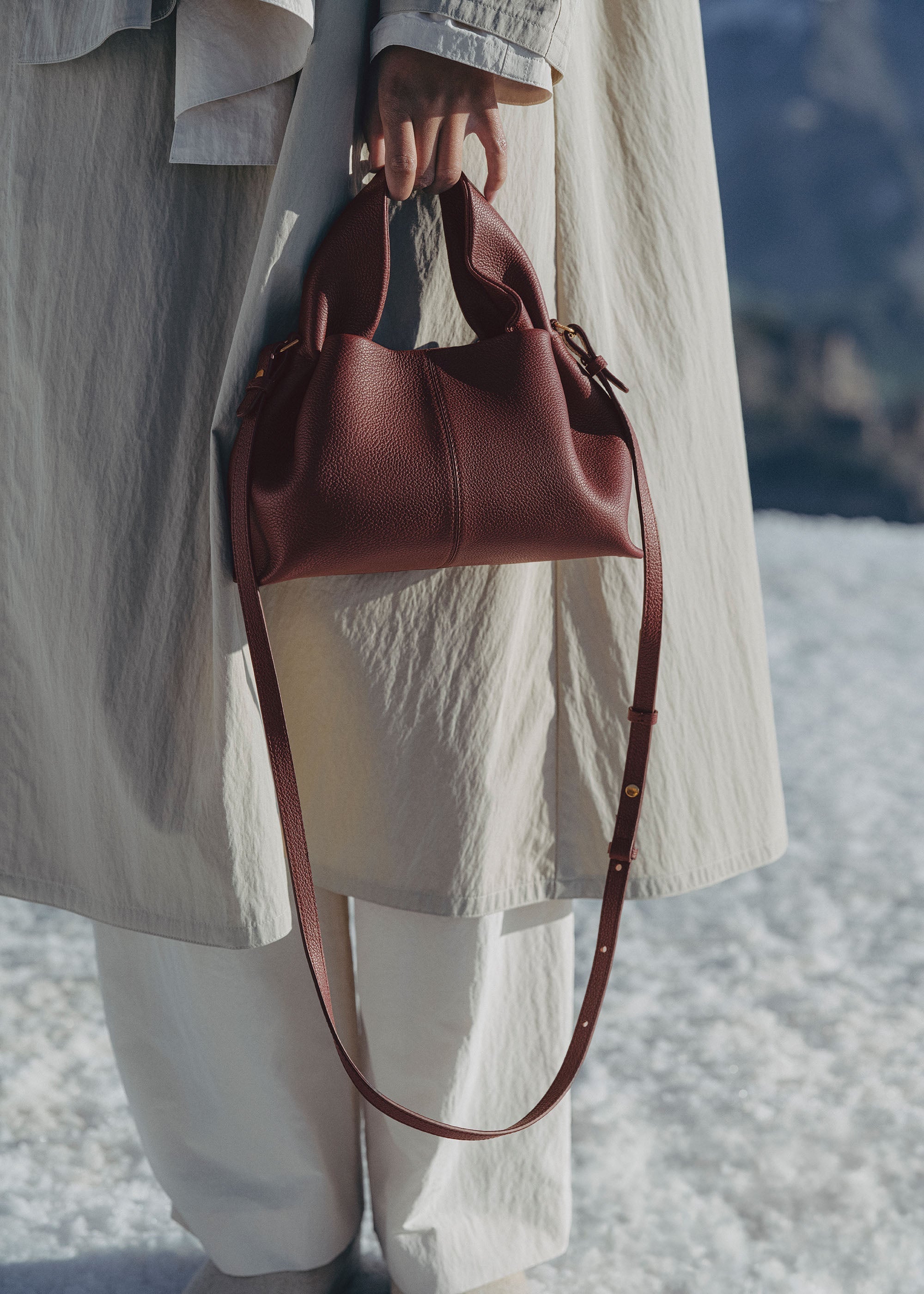 Polène Sac Numéro Neuf Mini Cerise Noire Grainé