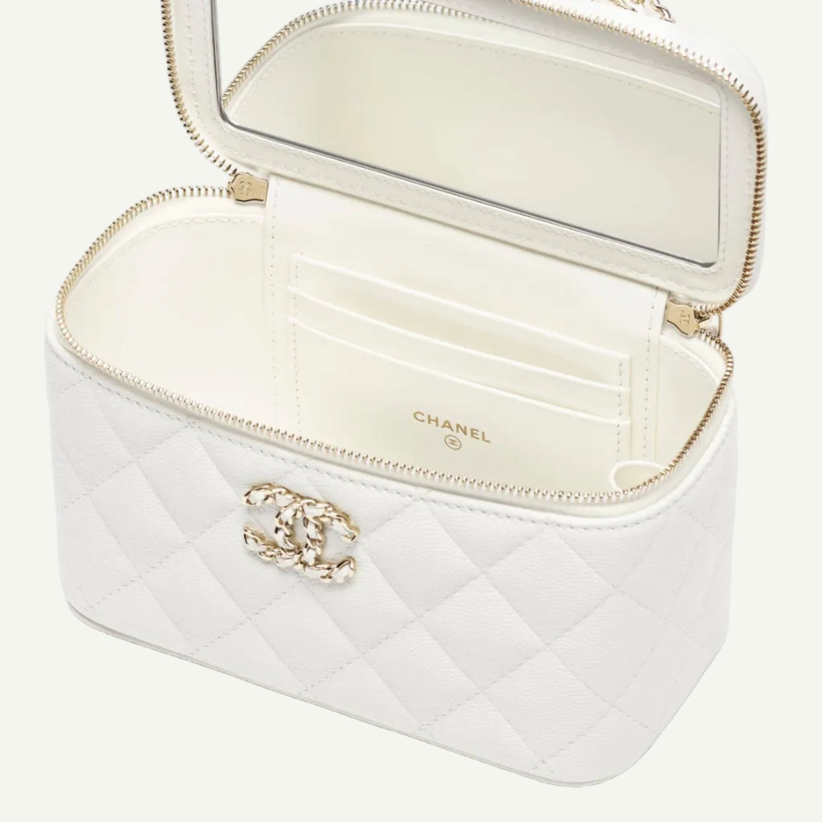 Chanel Sac Long Vanity Chaine Blanc