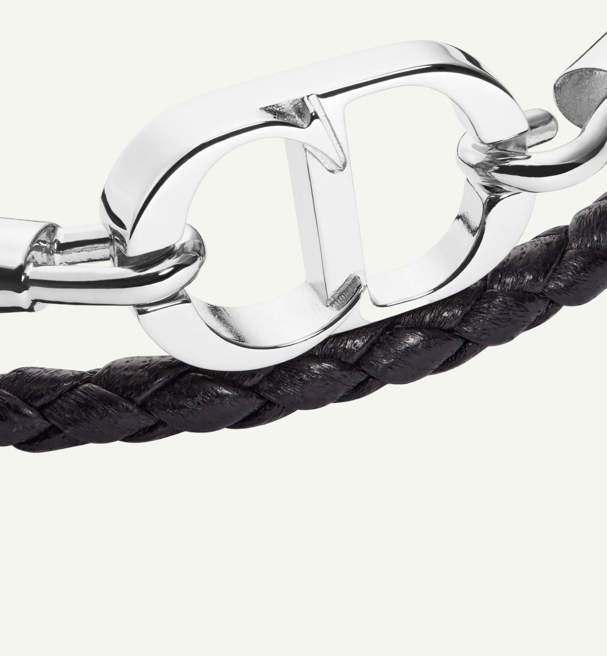 Dior - Bracelet double tour cuir CD noir