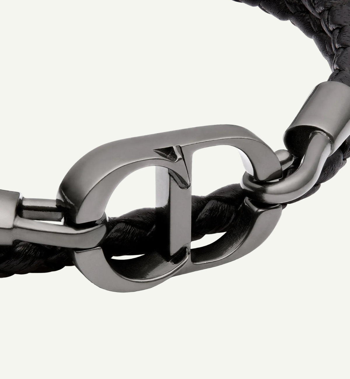 Dior - Bracelet double tour cuir CD noir