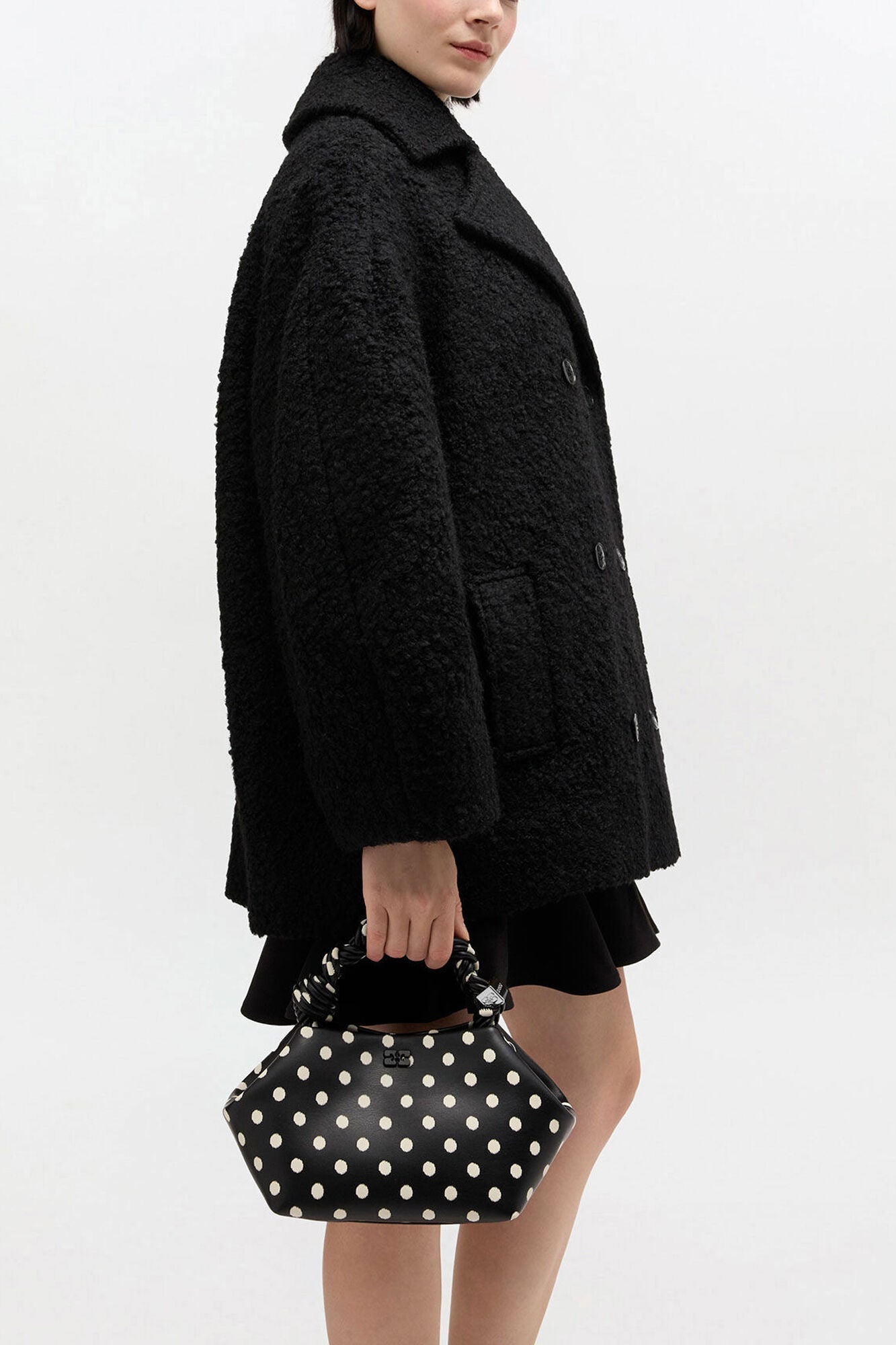 Sac Ganni Bou Petit Noir à Pois