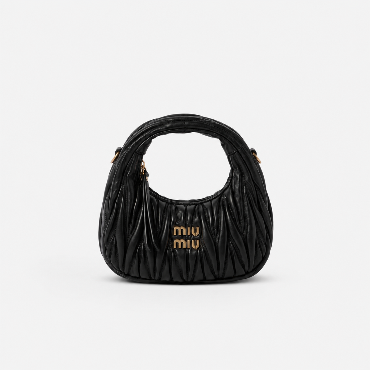 MiuMiu Mini Sac Hobo Wander en Nappa Matelassé Noir