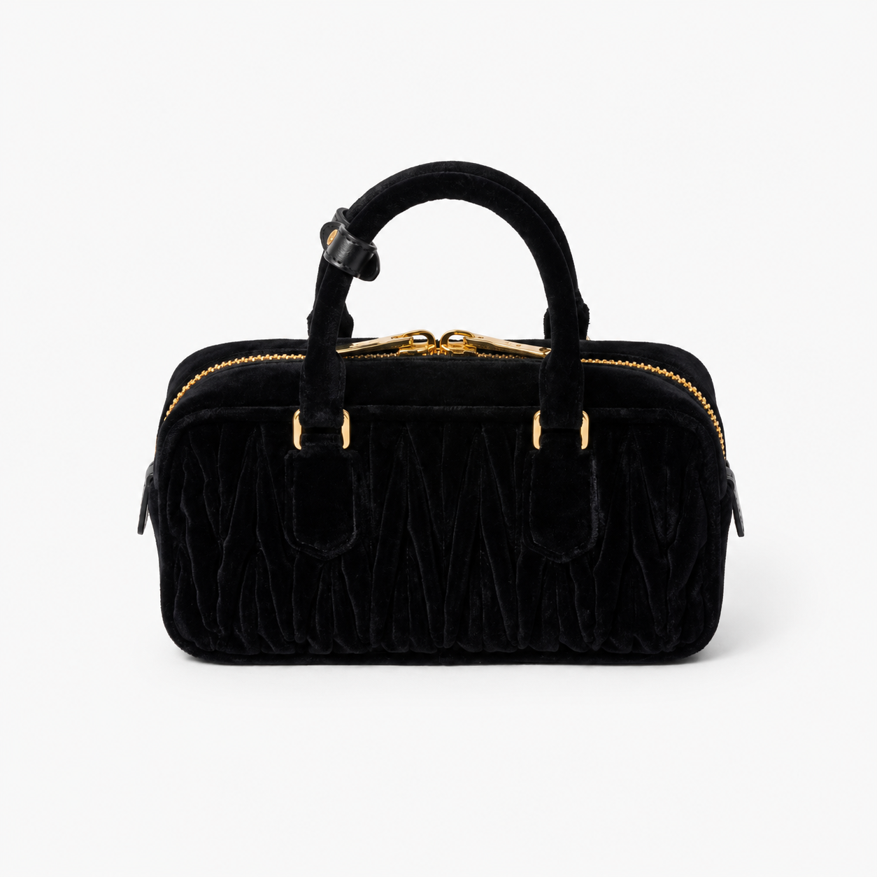 MiuMiu Sac Arcadie en Velours Matelassé Noir