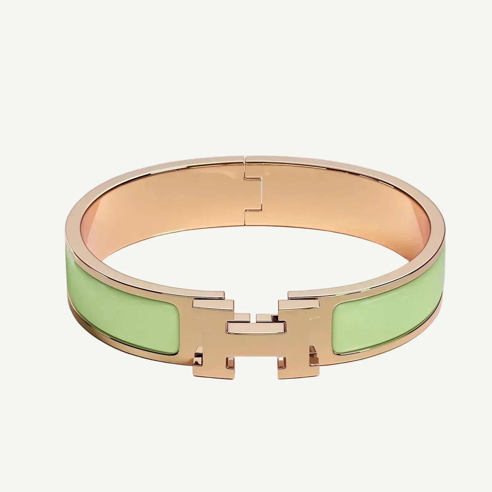 Hermès - Bracelet Clic H Vert Amande Or Rose