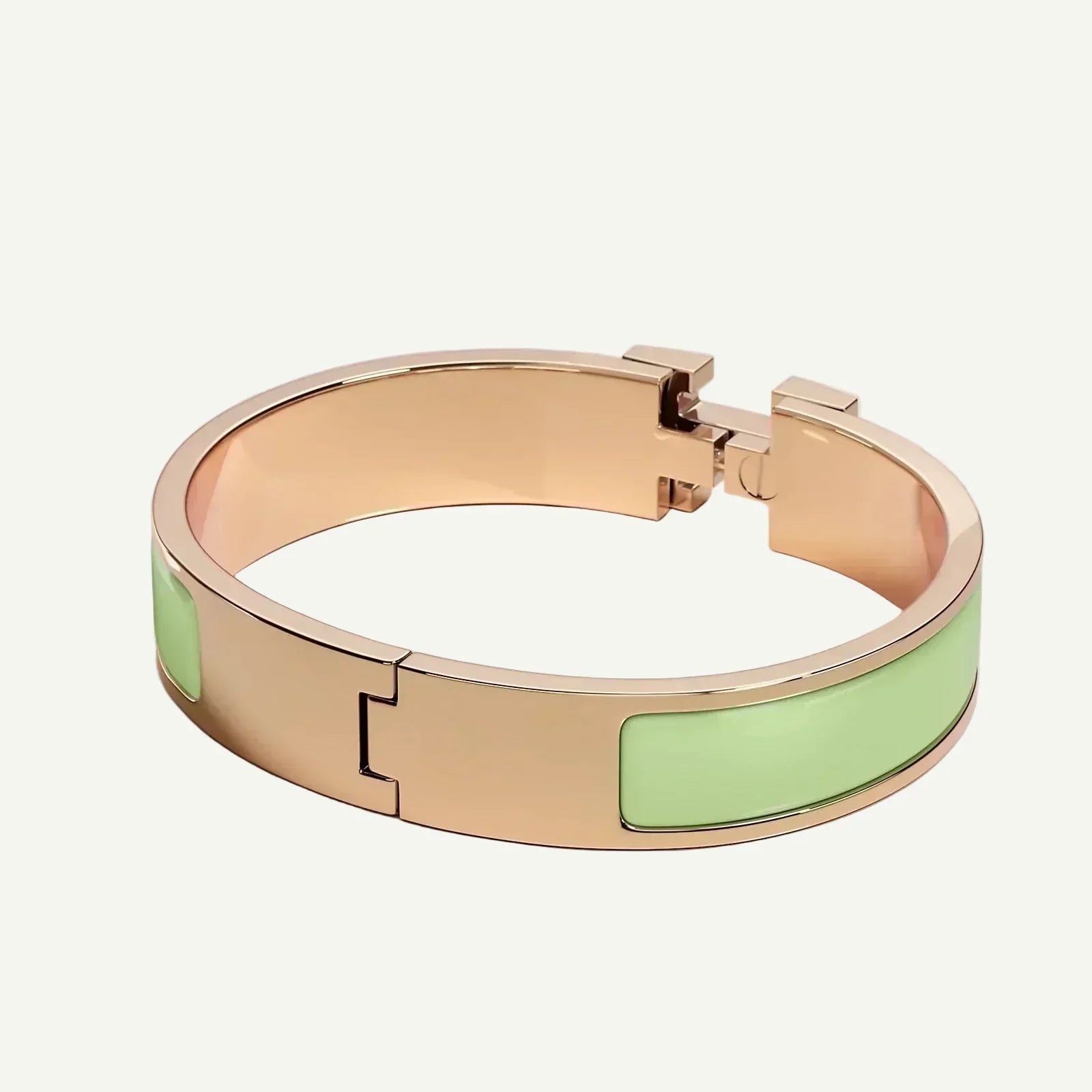 Hermès - Bracelet Clic H Vert Amande Or Rose