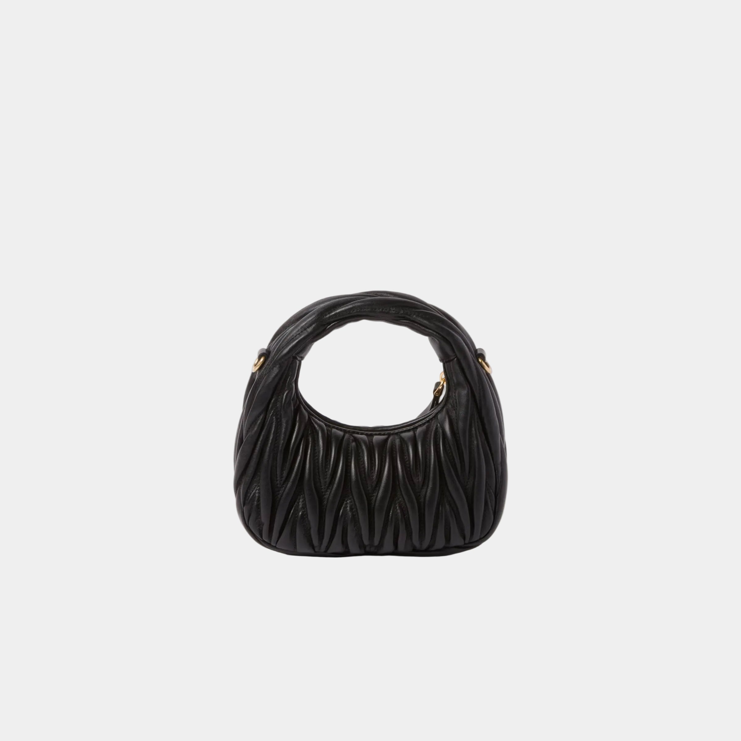 MiuMiu Mini Sac Hobo Wander en Nappa Matelassé Noir