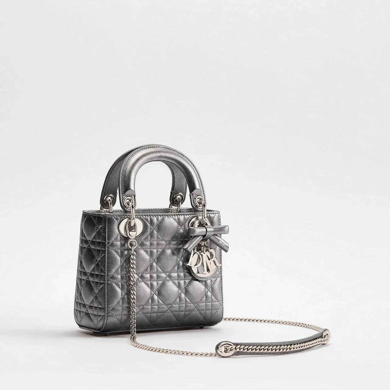 Dior Sac Lady Argentée Mini à chaîne