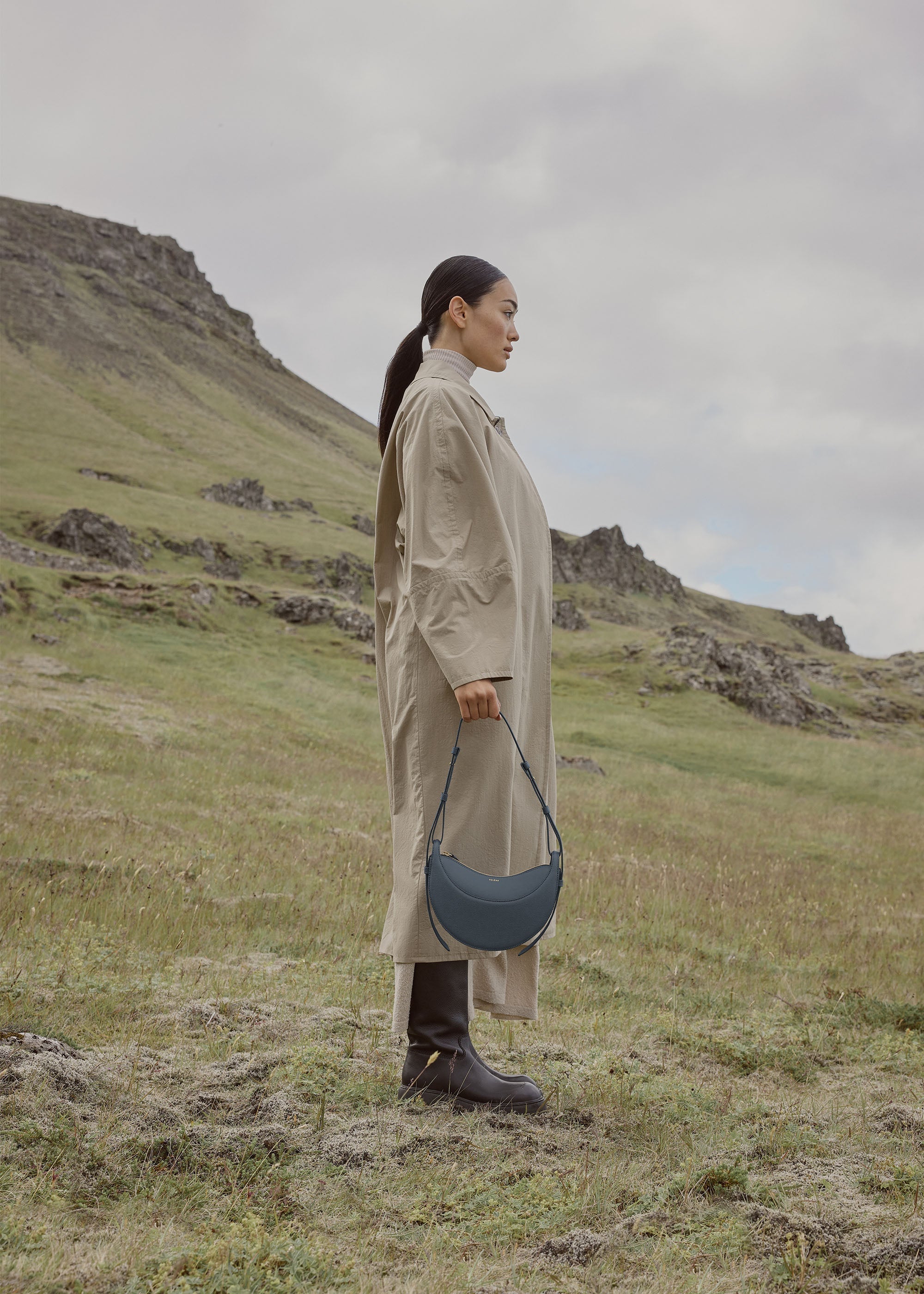 Polène Sac Numéro Dix Bleu Minuit Grainé