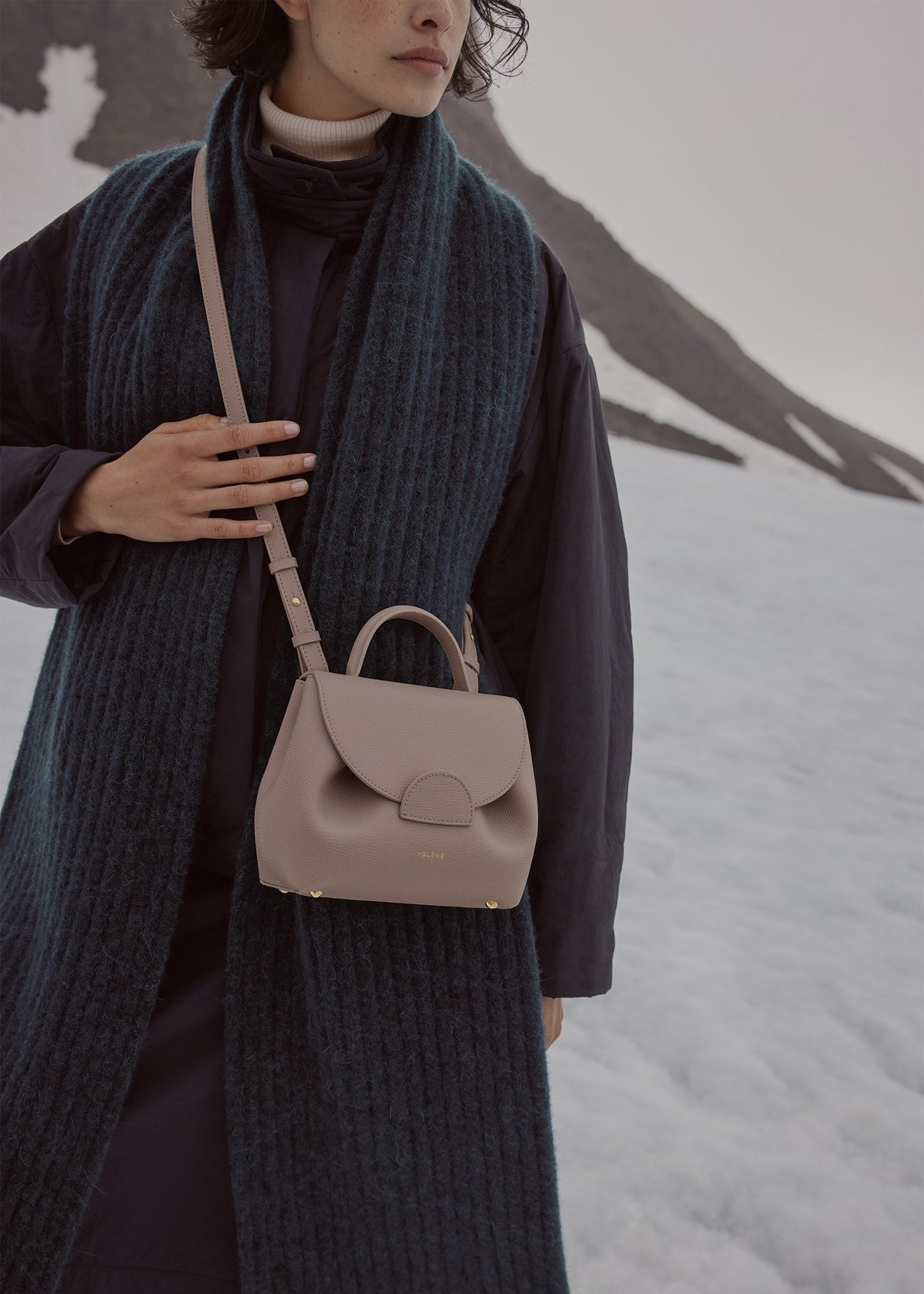 Polène Sac Numéro Un Nano Taupe Grainé