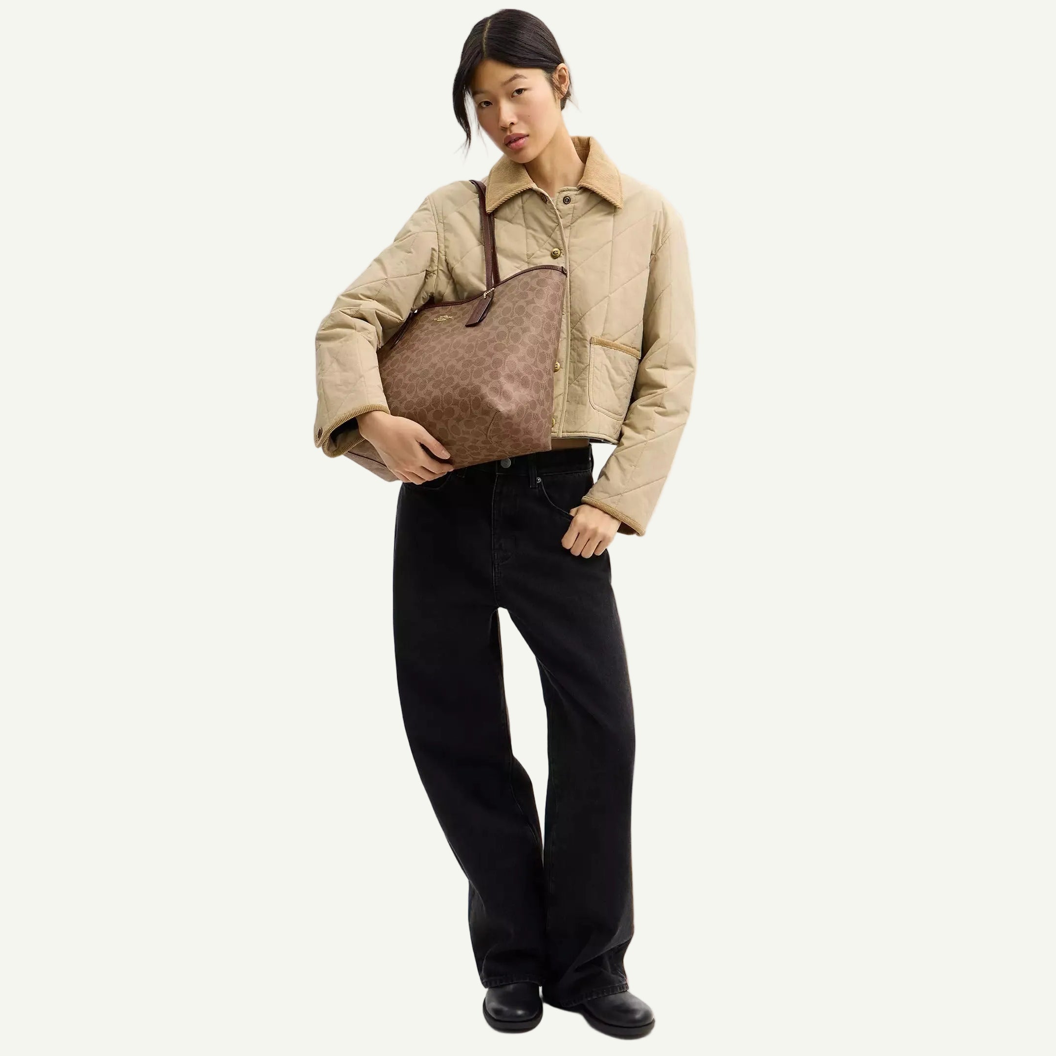Coach Sac Cabas City Marron Toile