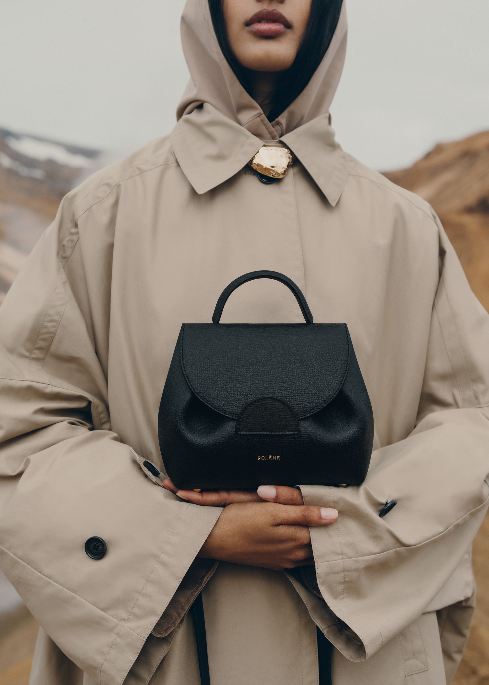 Polène Sac Numéro Un Nano Noir Grainé