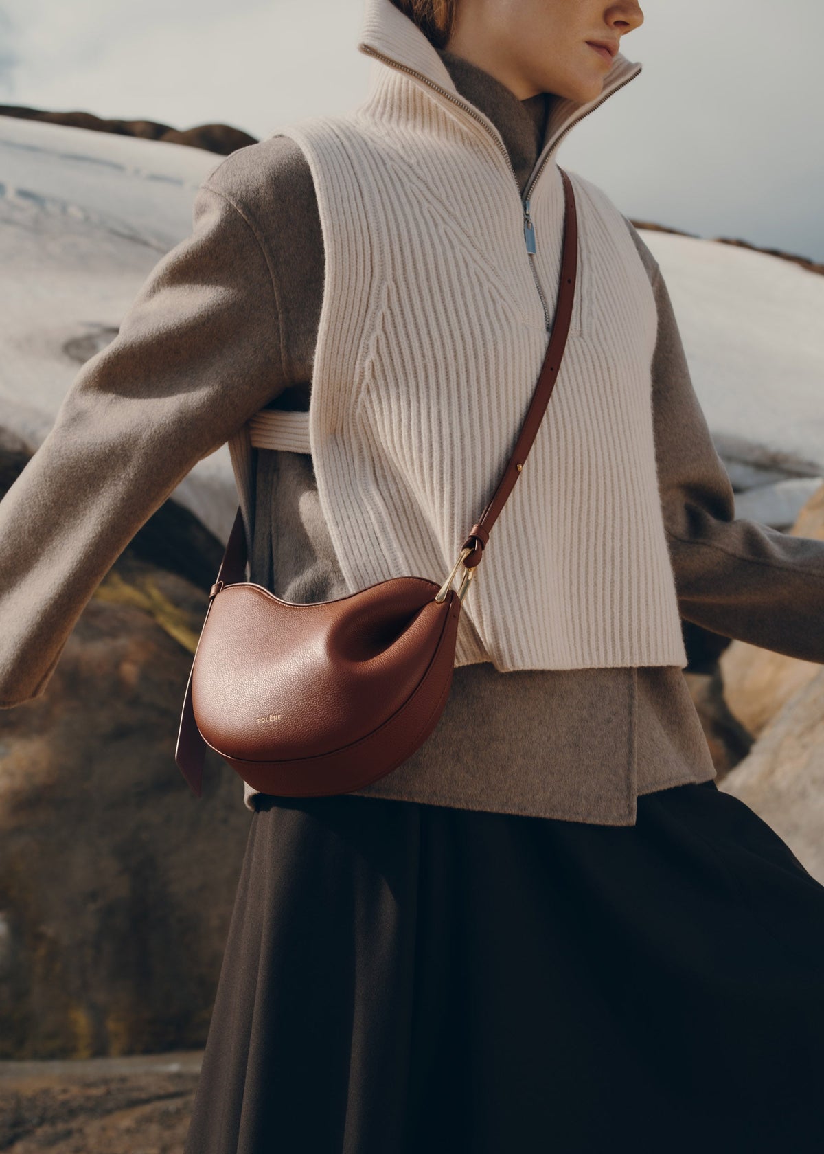 Polène Sac Tonca Cognac Grainé
