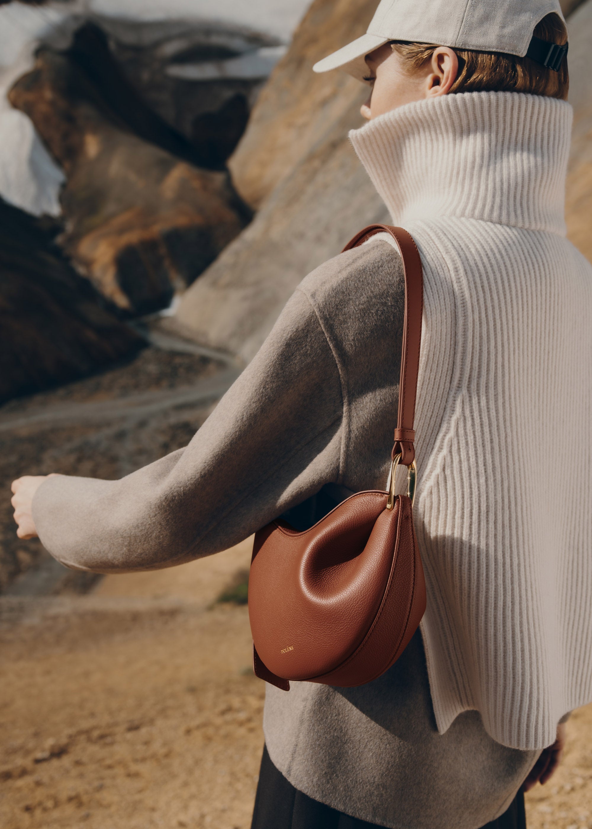 Polène Sac Tonca Cognac Grainé