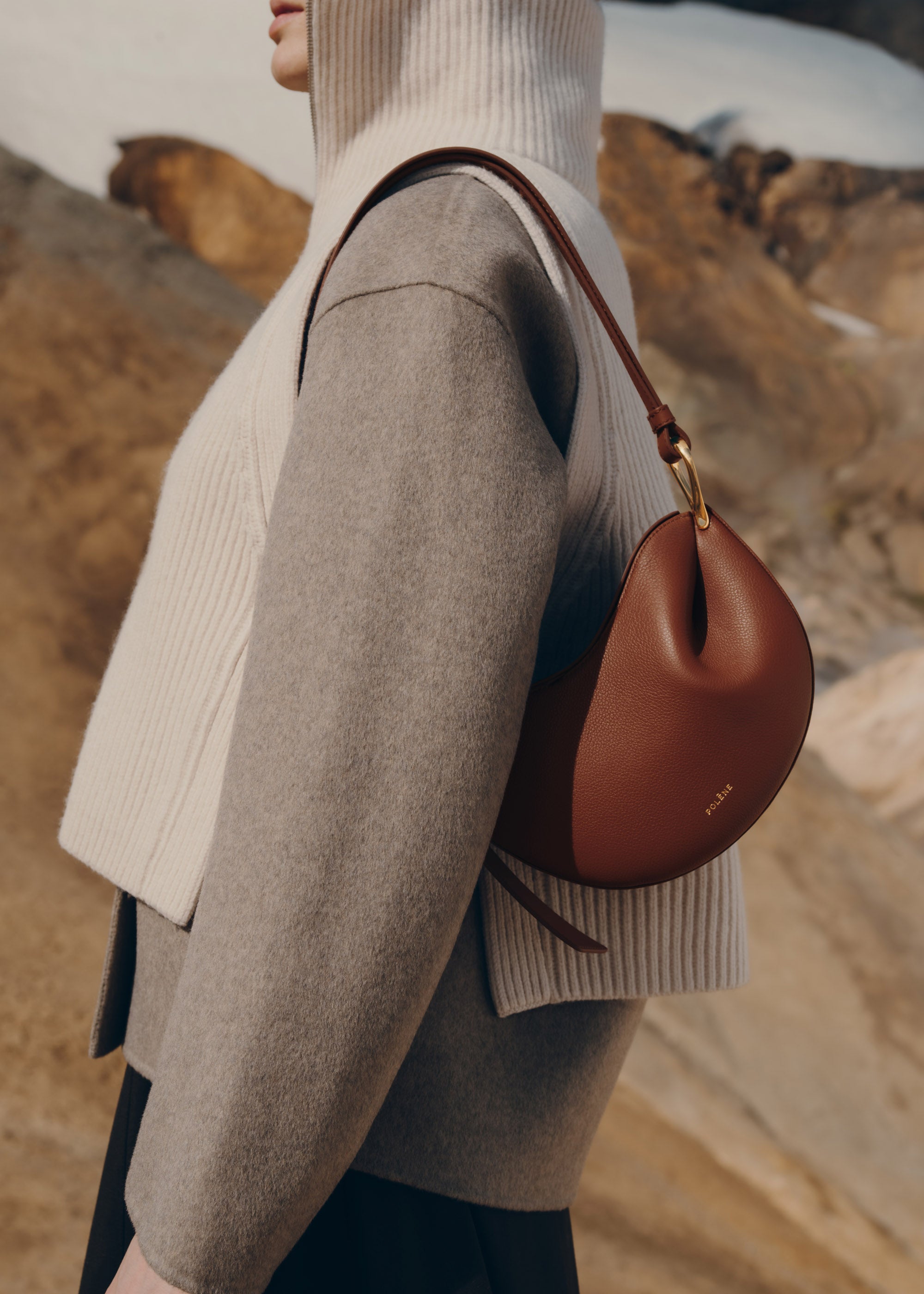 Polène Sac Tonca Cognac Grainé