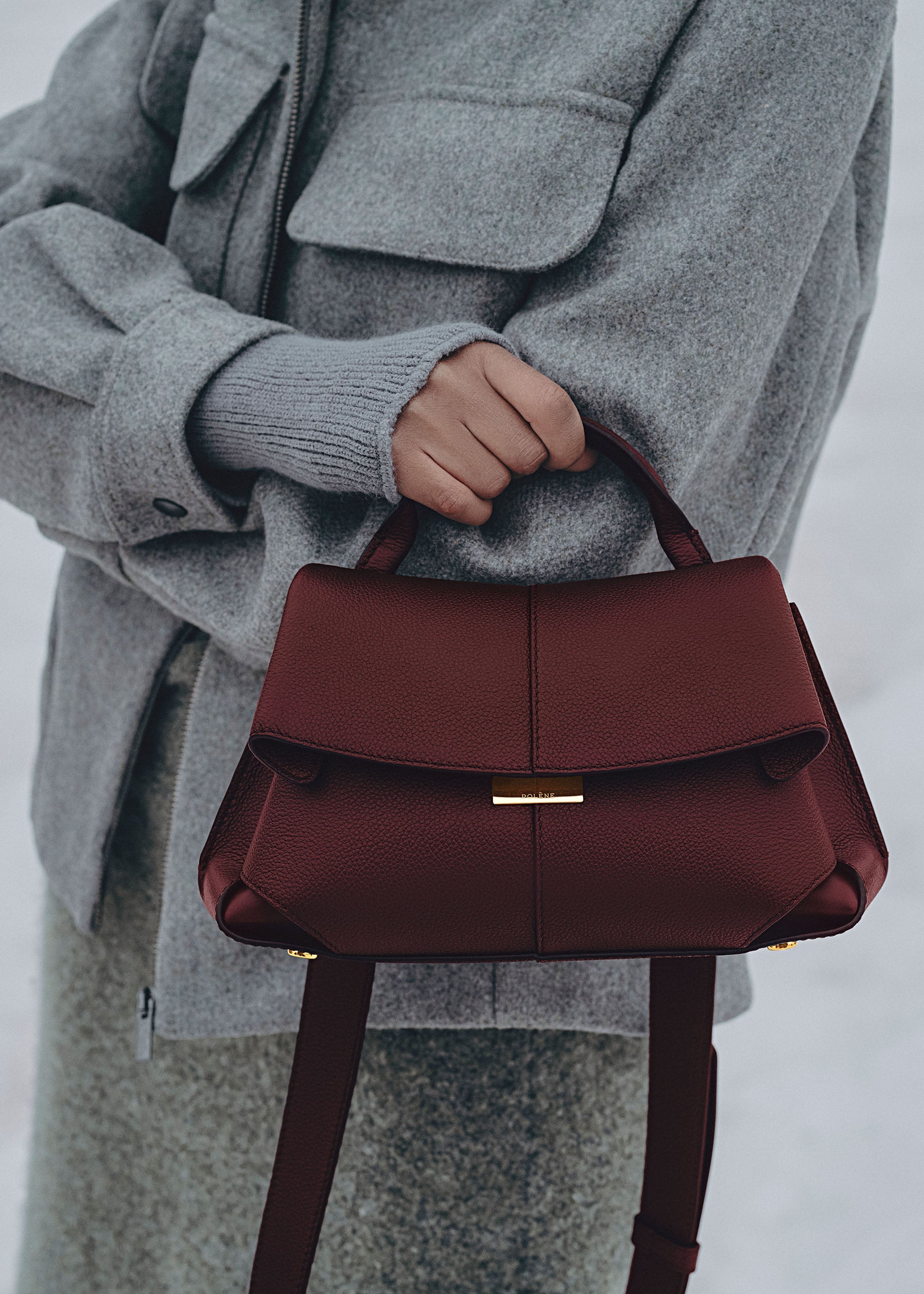 Polène Sac Mokki Mini Cerise Noire Grainé