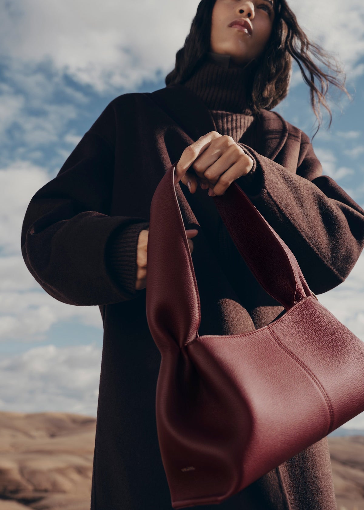 Polène Sac Numéro Neuf East West Cerise Noire Grainé