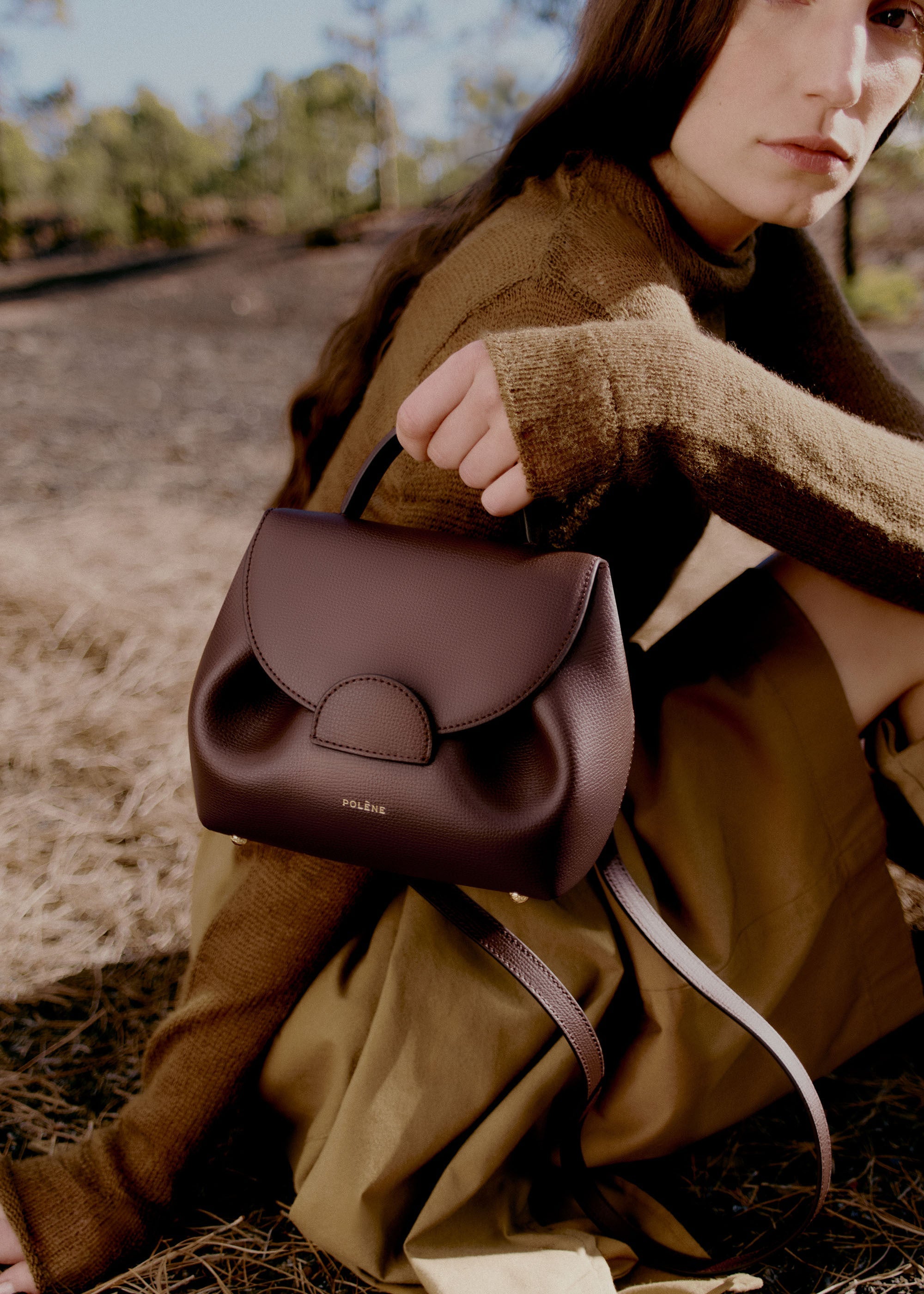 Polène Sac Numéro Un Nano Bordeaux Grainé