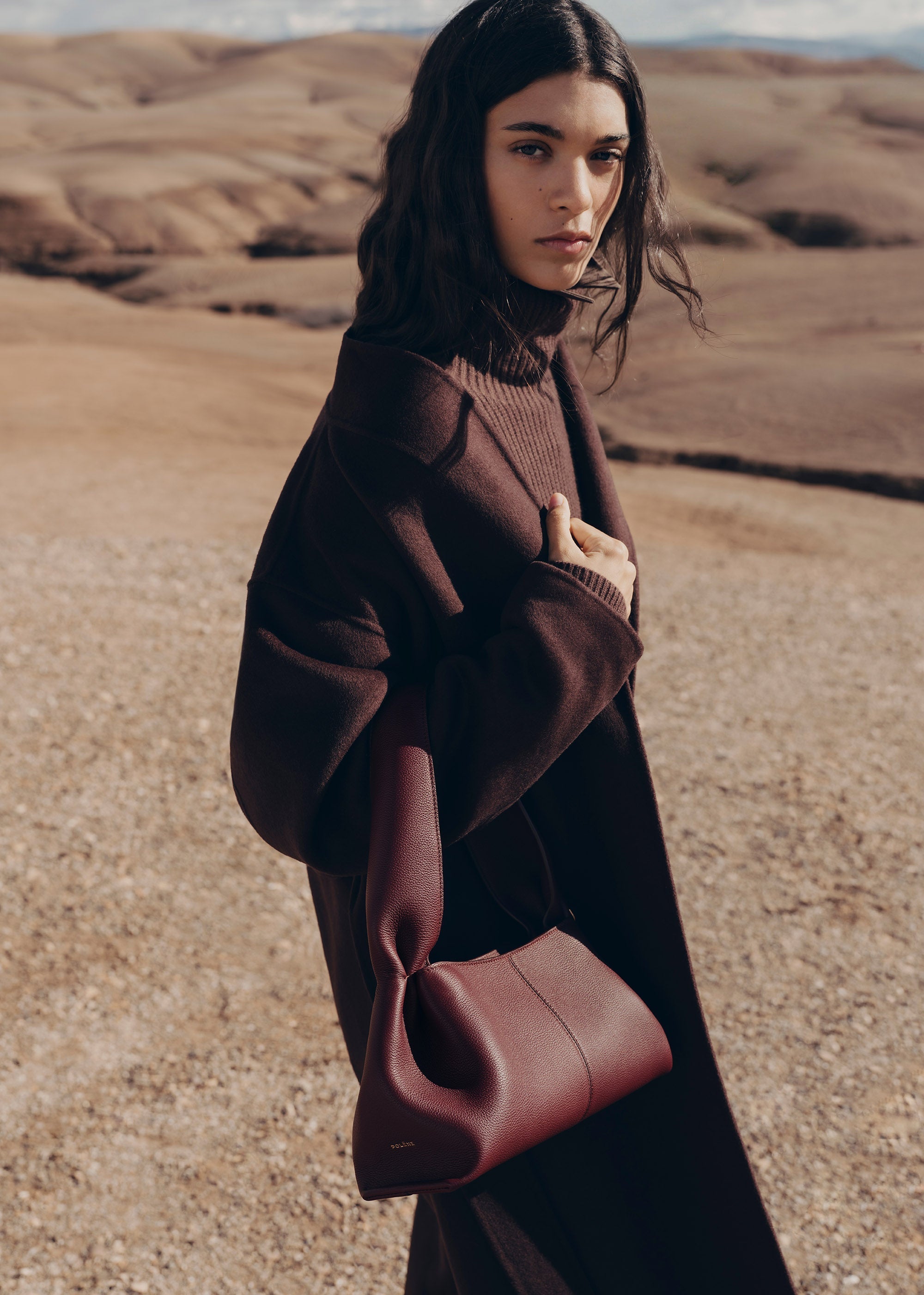 Polène Sac Numéro Neuf East West Cerise Noire Grainé