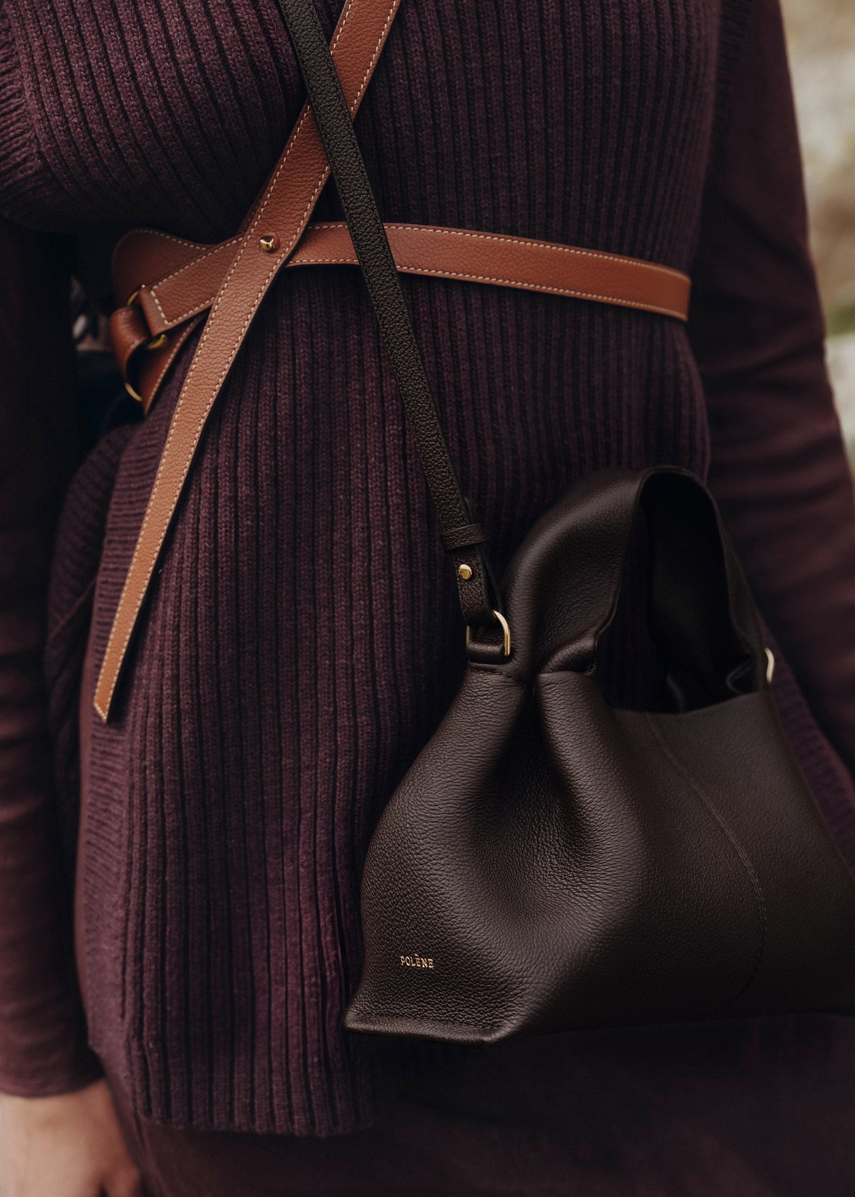 Polène Sac Numéro Neuf Mini Ébène Grainé