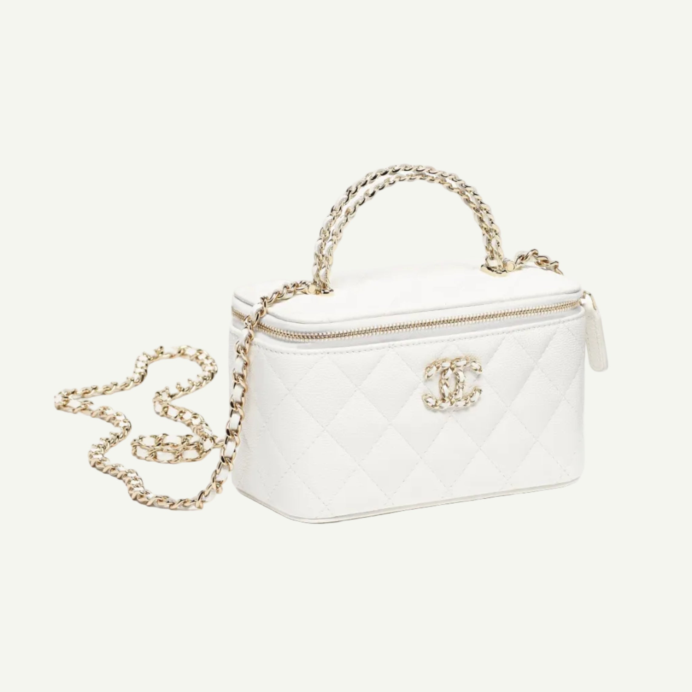 Chanel Sac Long Vanity Chaine Blanc