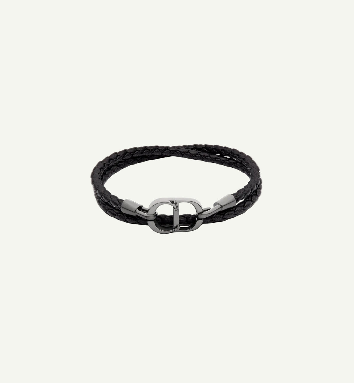 Dior - Bracelet double tour cuir CD noir