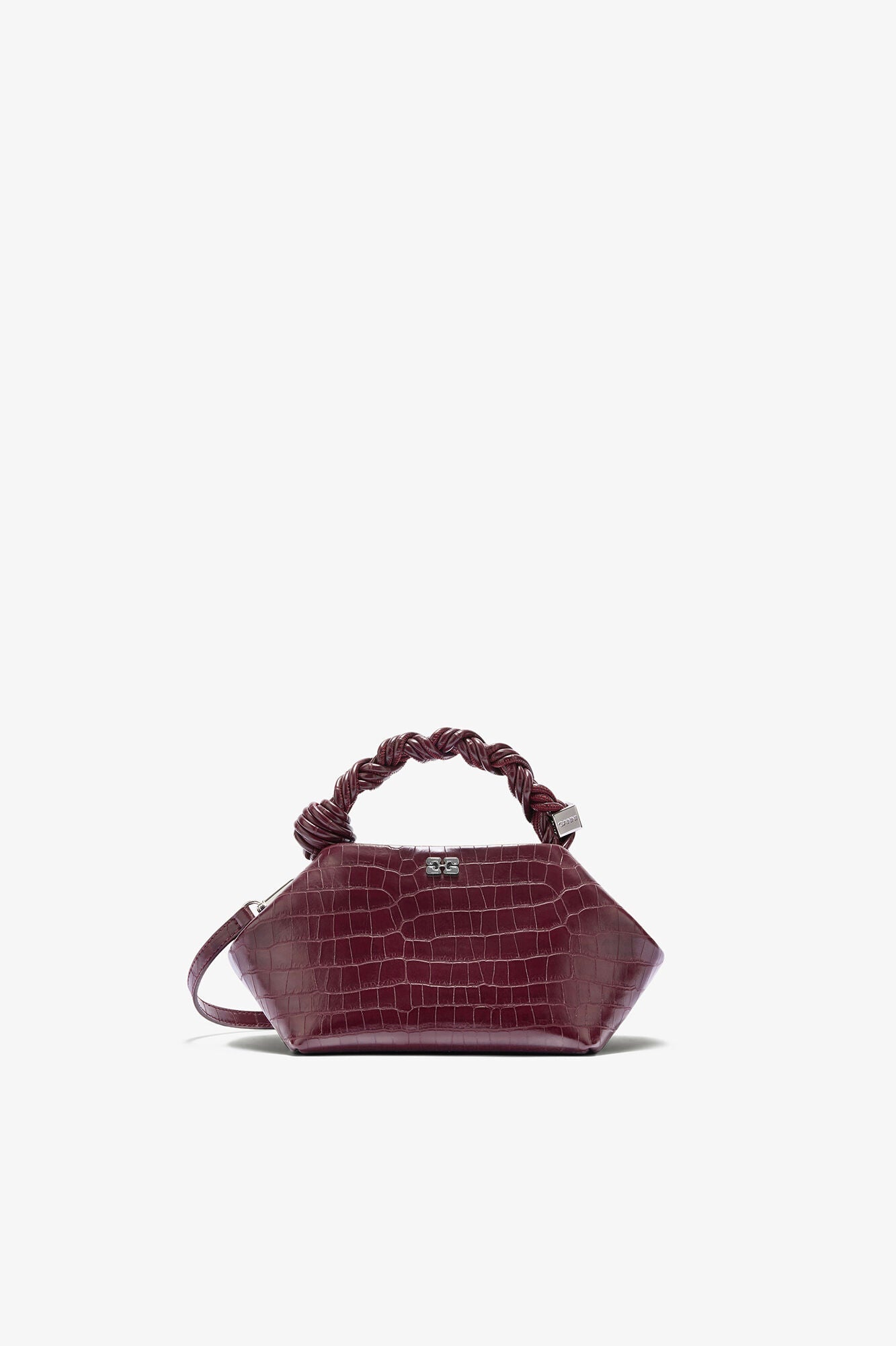 Sac Ganni Bou Petit Bordeaux Croco