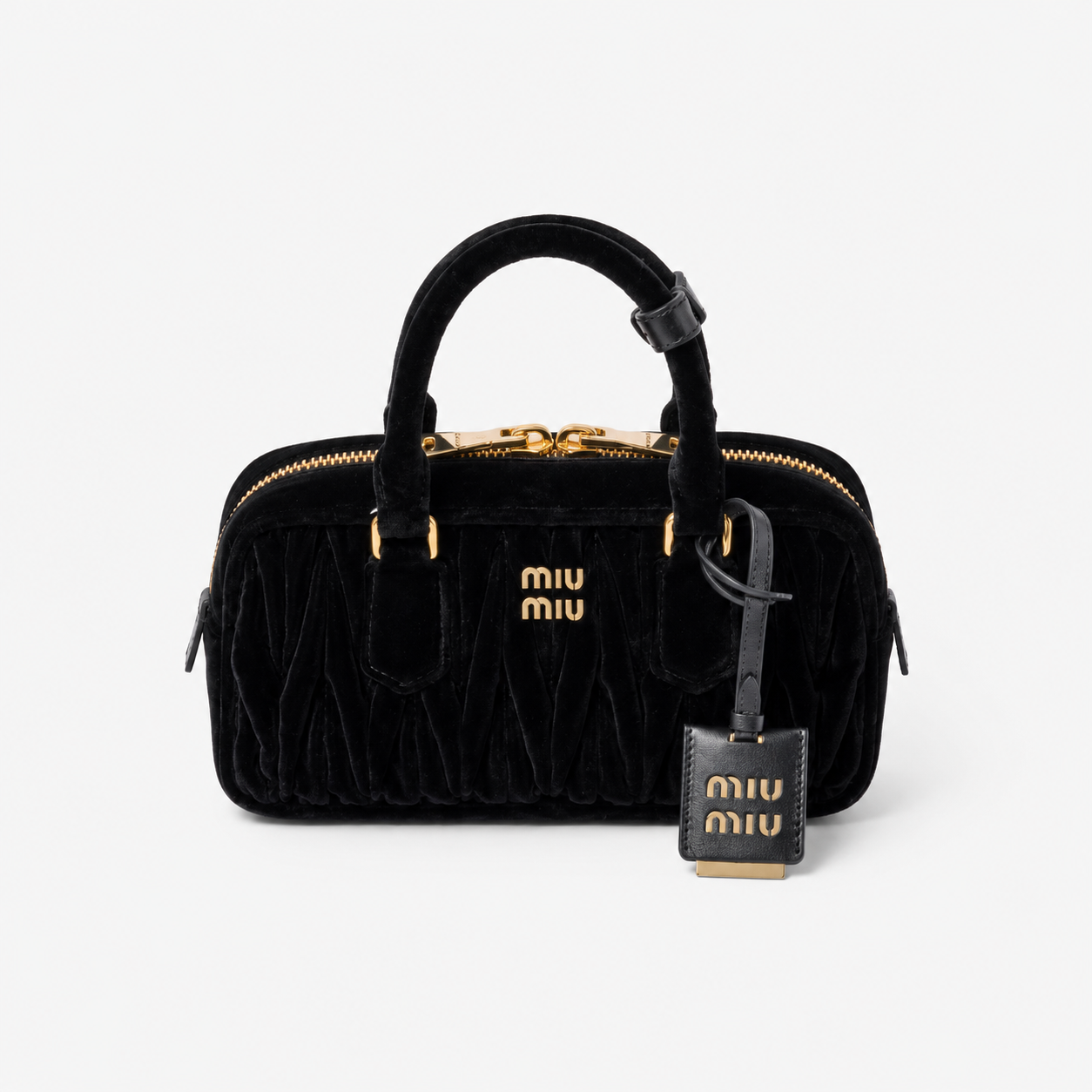 MiuMiu Sac Arcadie en Velours Matelassé Noir