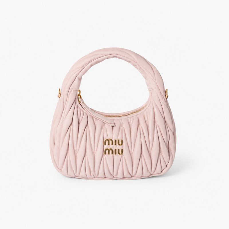 MiuMiu Mini sac Wander en Velours Matelassé Bleu poudre