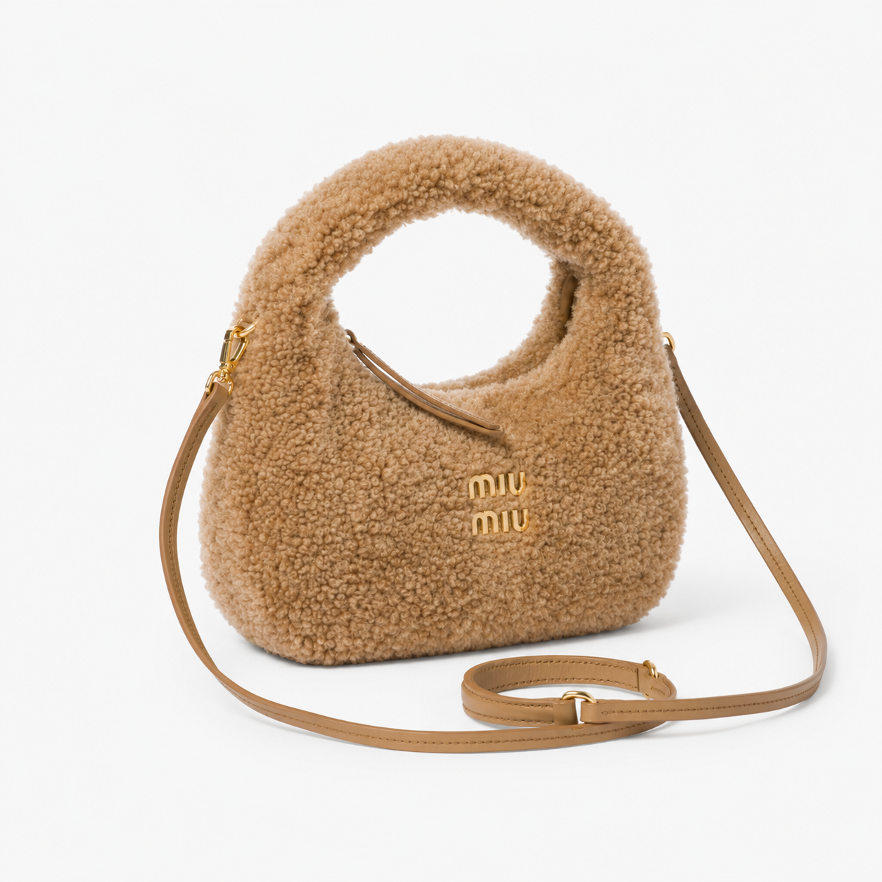 MiuMiu Sac Wander en Shearling Vert