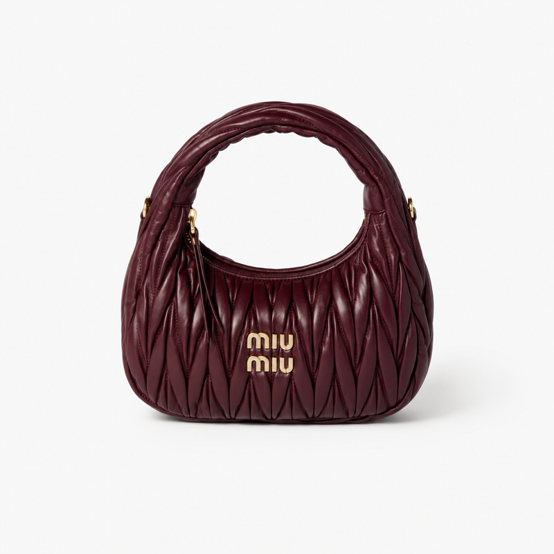 MiuMiu Sac Hobo Wander en Cuir Nappa Matelassé Noir