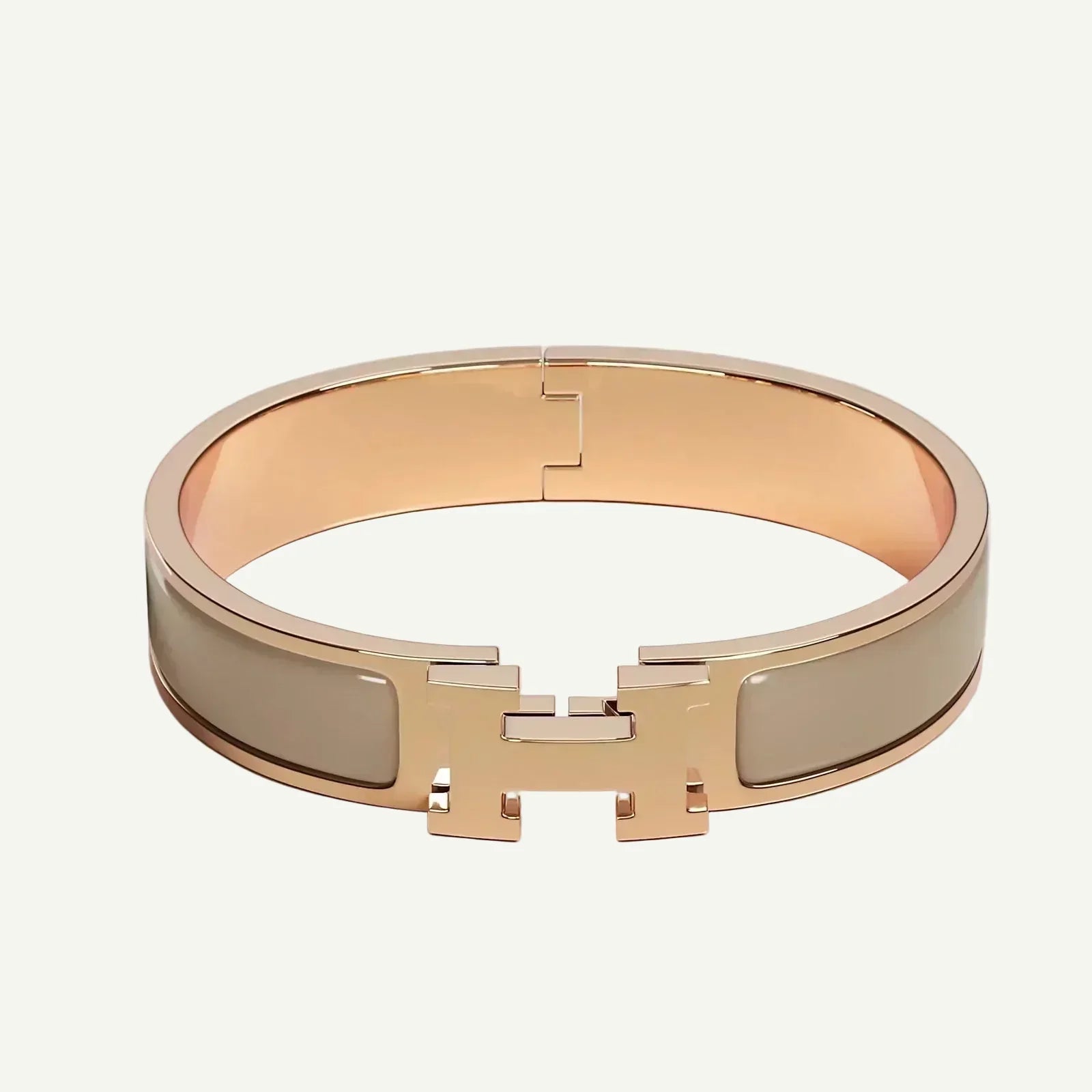 Hermès - Bracelet Clic H Marron Glacé Or Rose