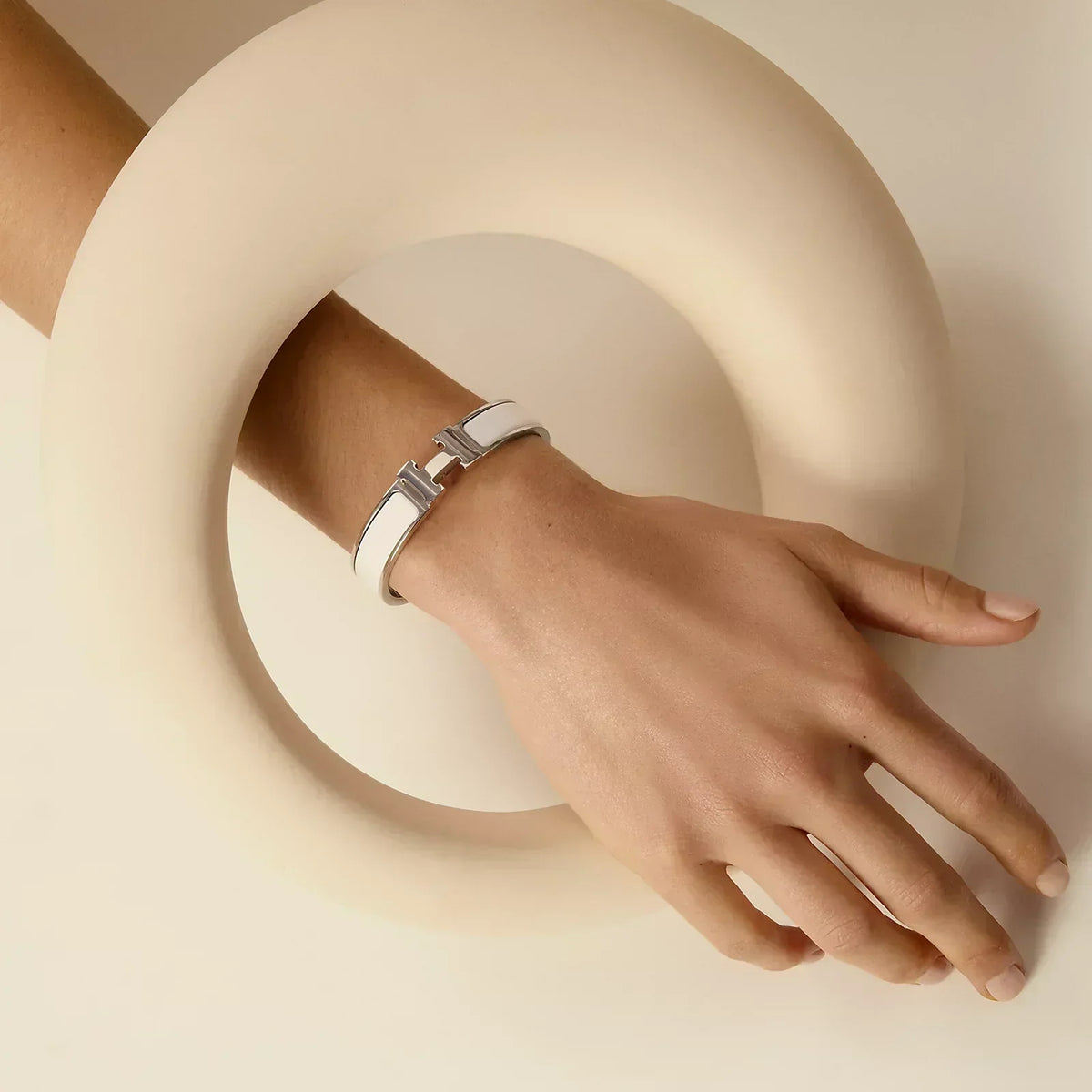 Hermès -  Clic H Bracelet Blanc