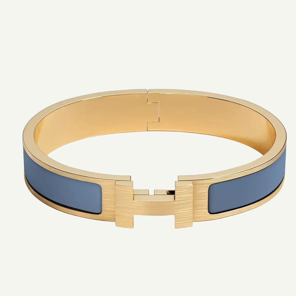 Hermès - Bracelet Clic HH Or Bleu Turquin Mat