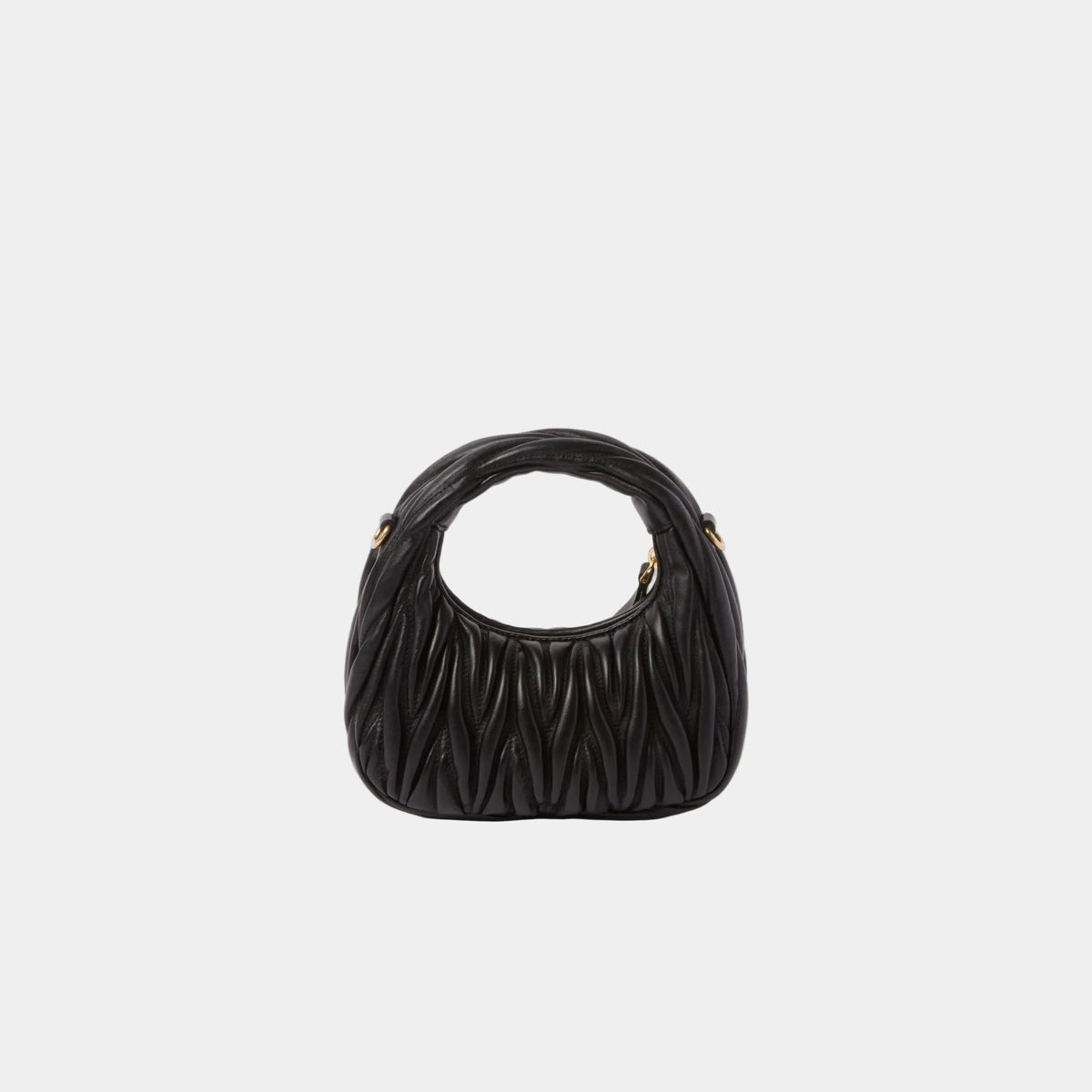 MiuMiu Mini Sac Hobo Wander en Nappa Matelassé Noir
