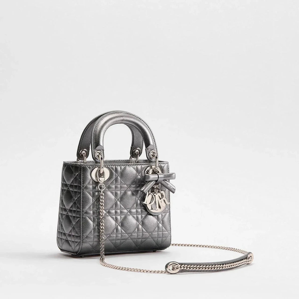 Dior Sac Lady Argentée Mini à chaîne