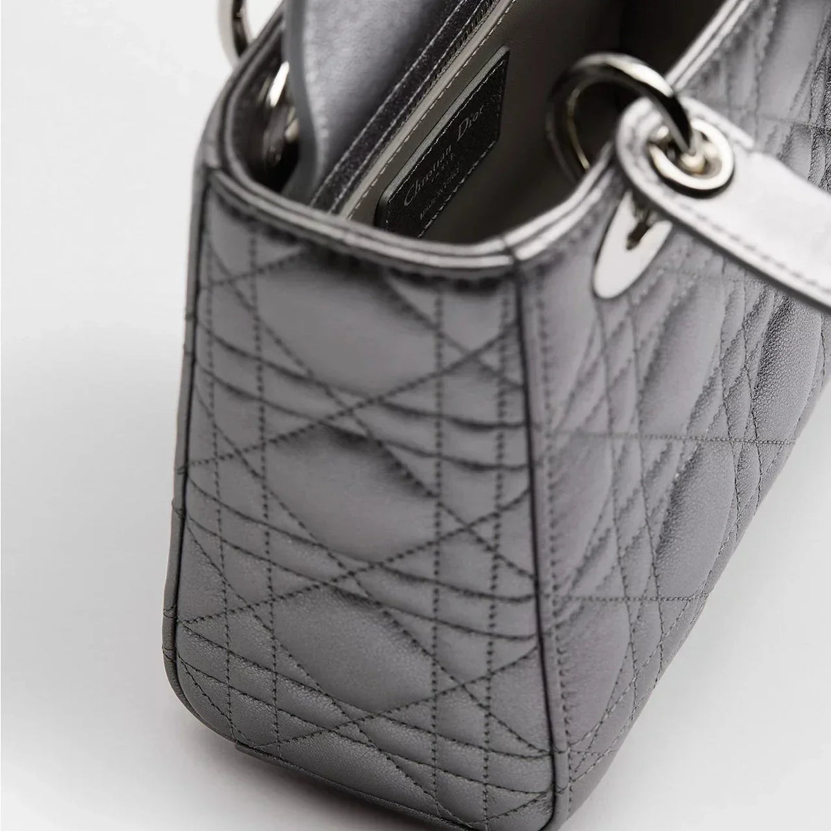 Dior Sac Lady Argentée Mini à chaîne
