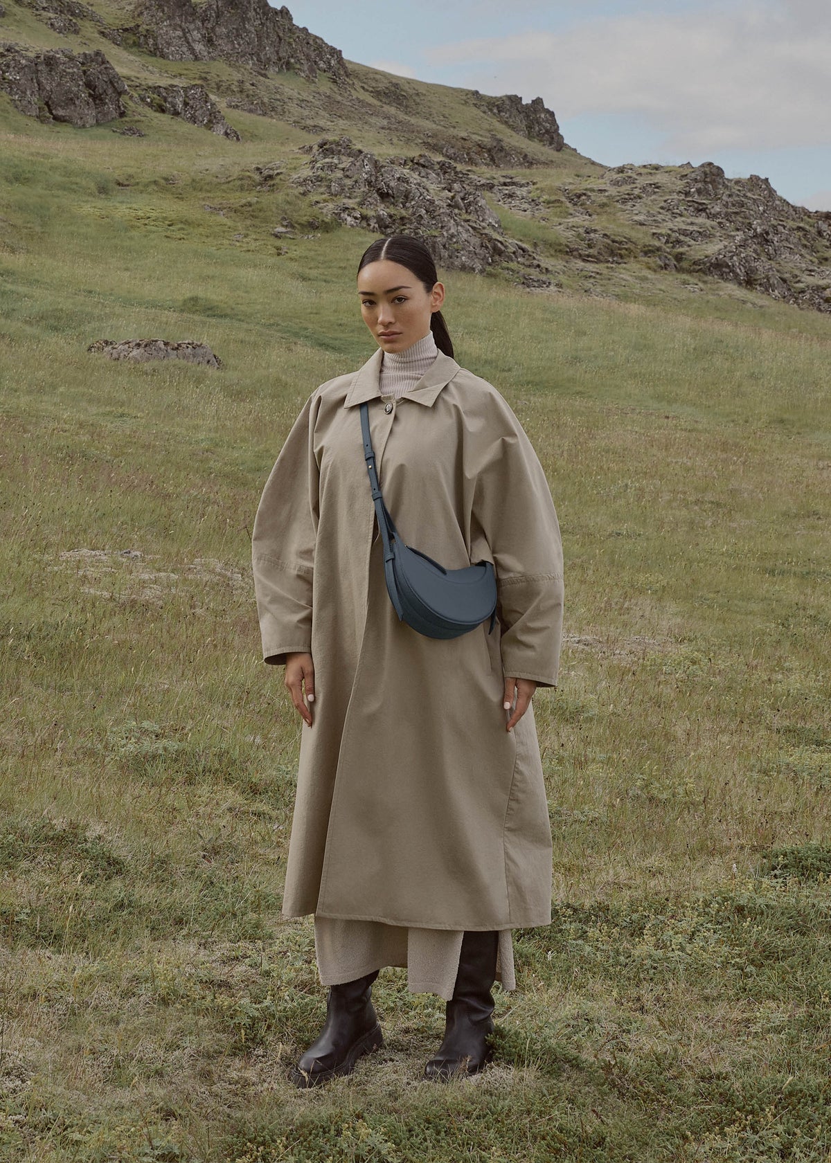 Polène Sac Numéro Dix Bleu Minuit Grainé