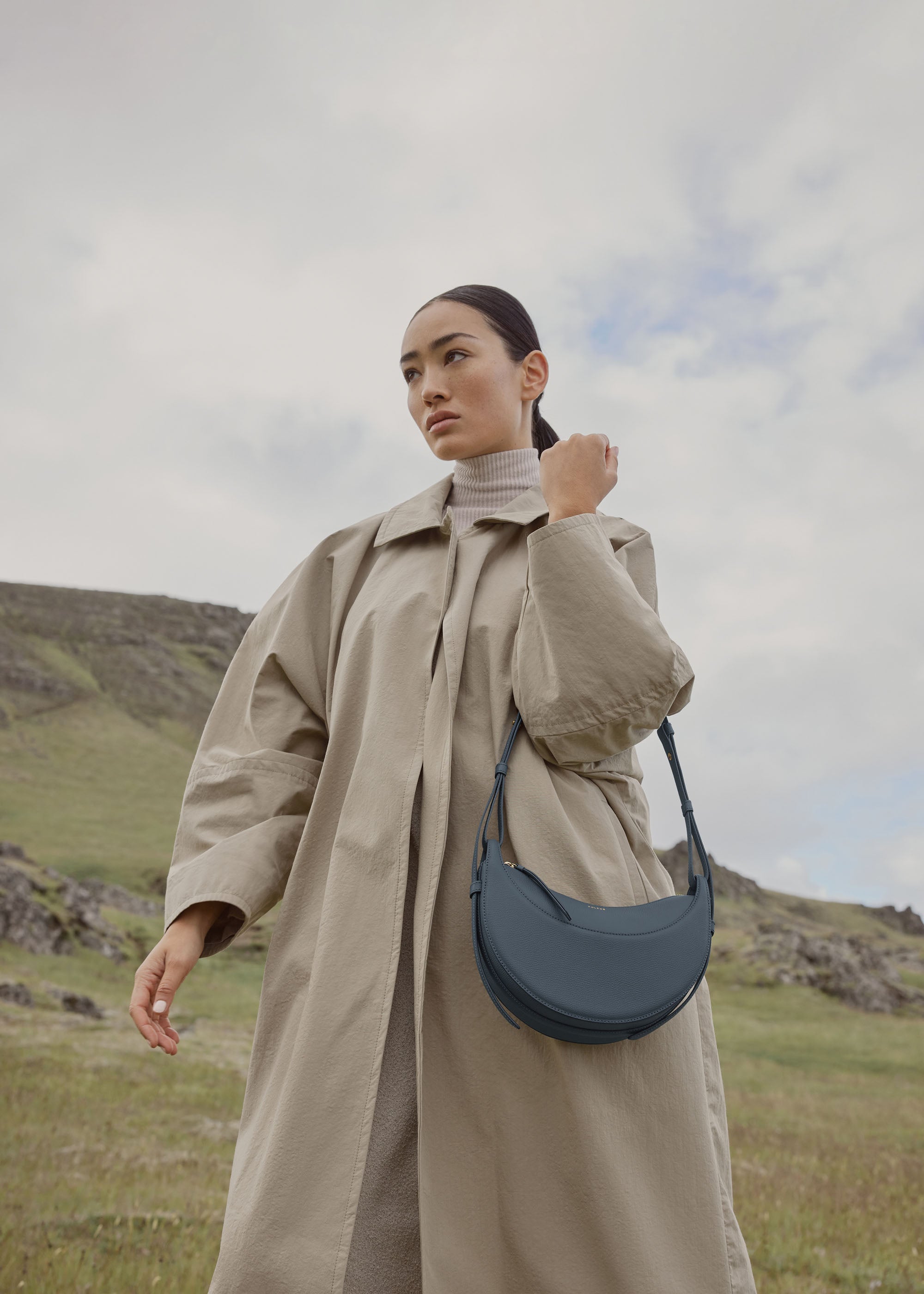 Polène Sac Numéro Dix Bleu Minuit Grainé