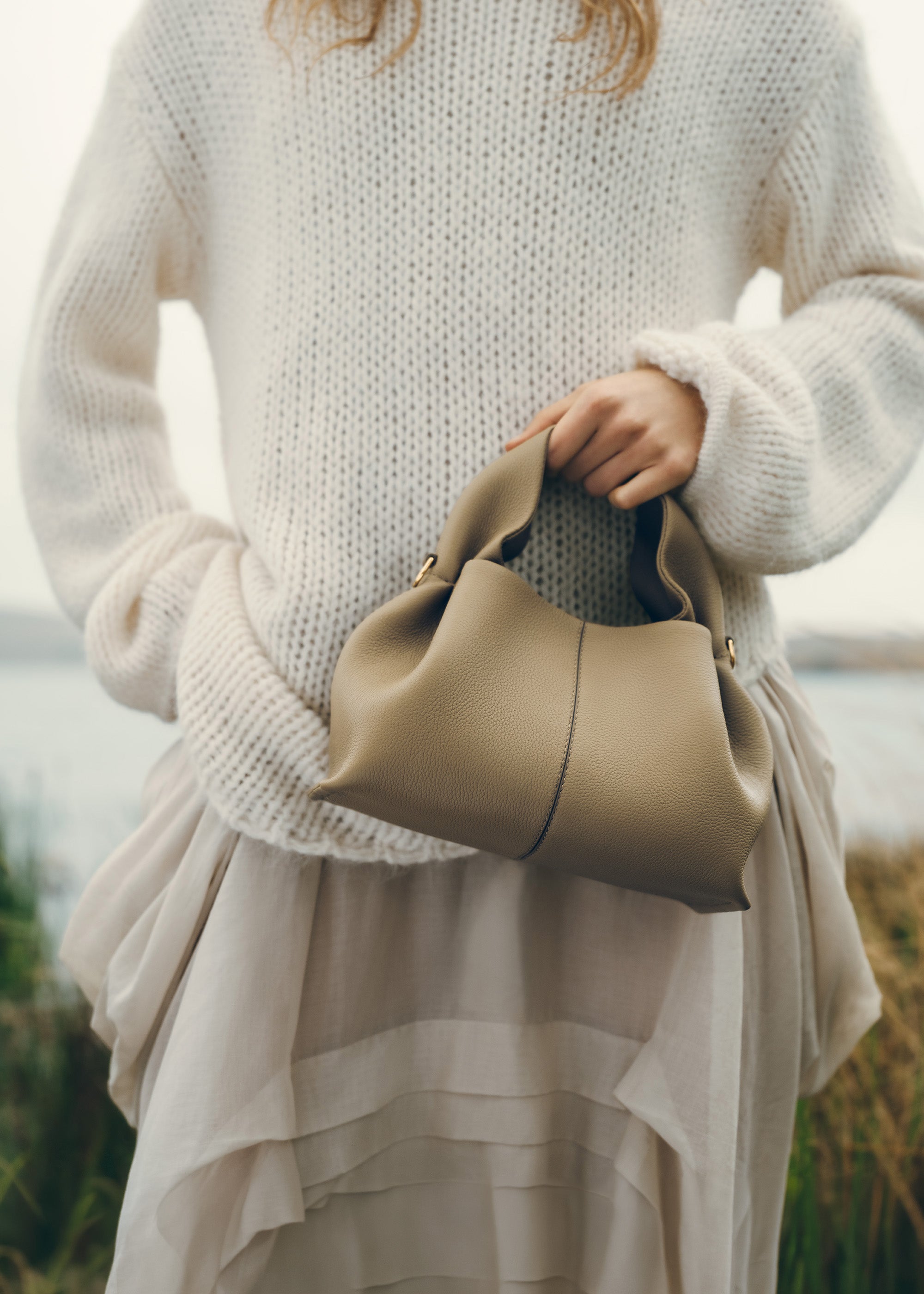 Polène Sac Numéro Neuf Mini Olive Fumée Grainé