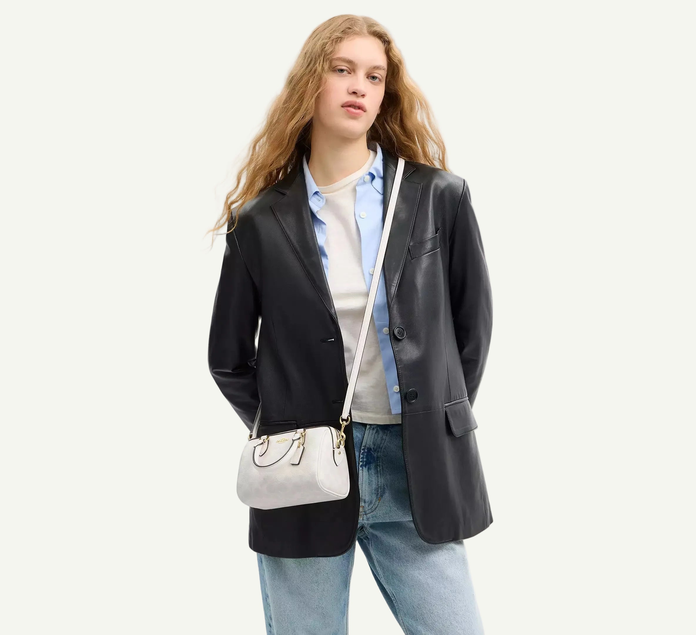 Coach Mini sac Bandoulière Rowan Blanc Toile