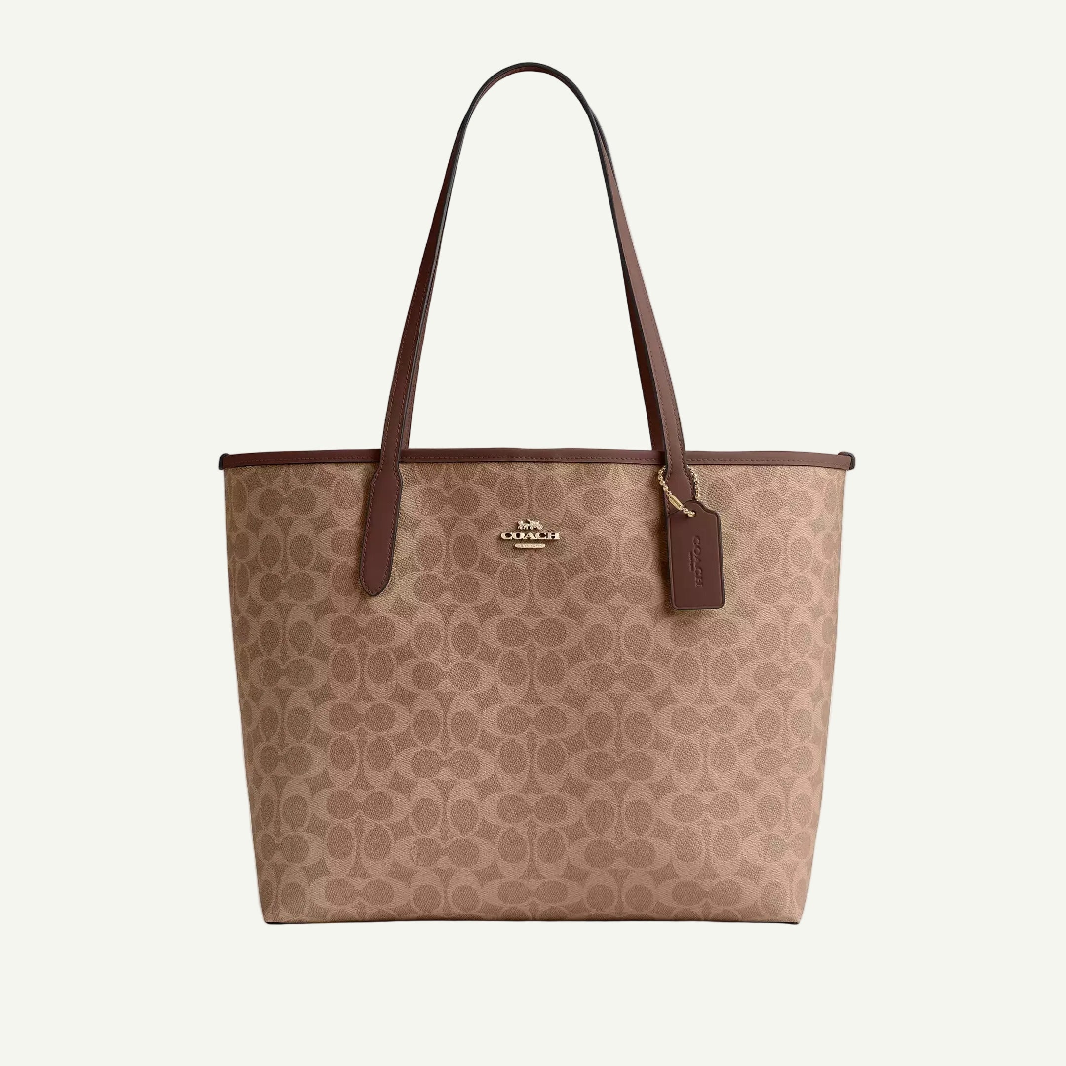 Coach Sac Cabas City Marron Toile