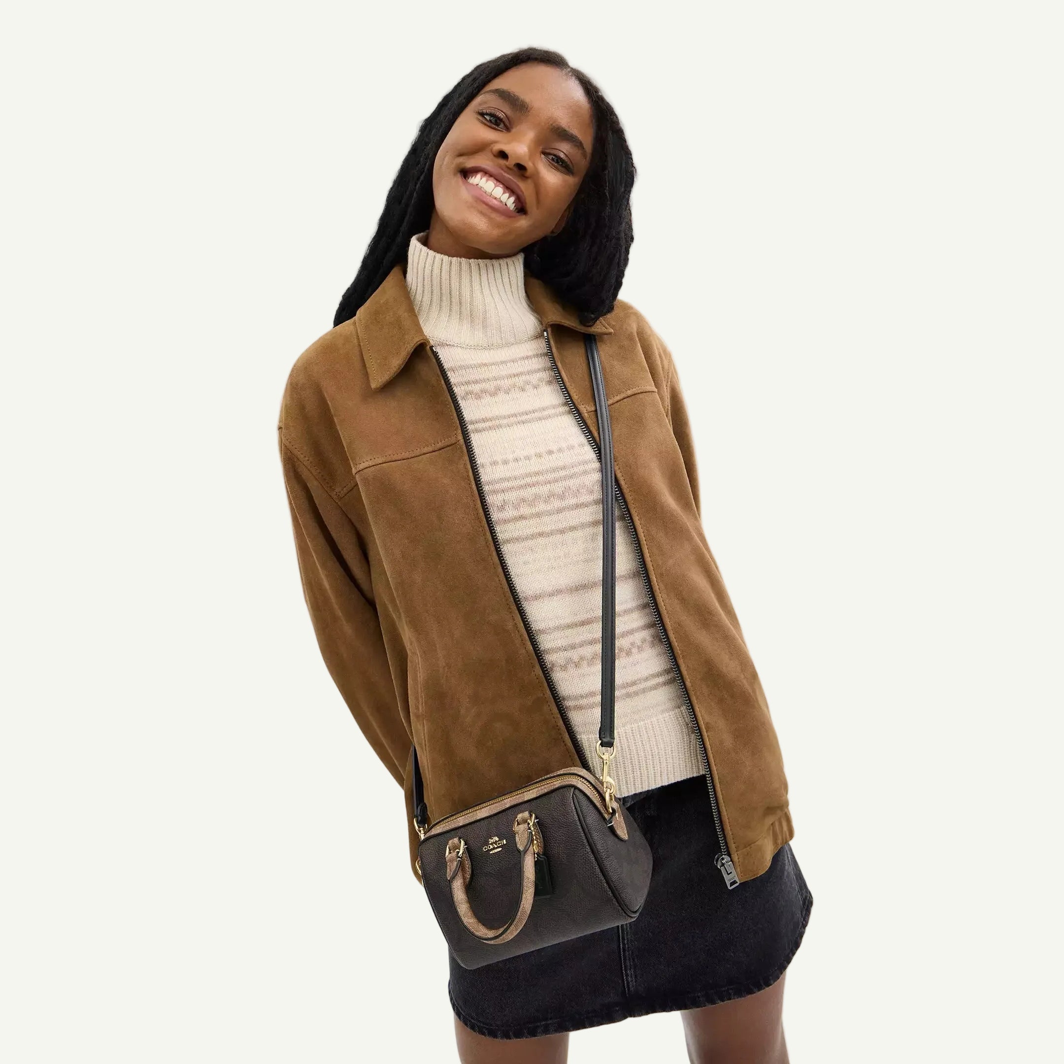 Coach Mini sac Bandoulière Rowan Marron Toile